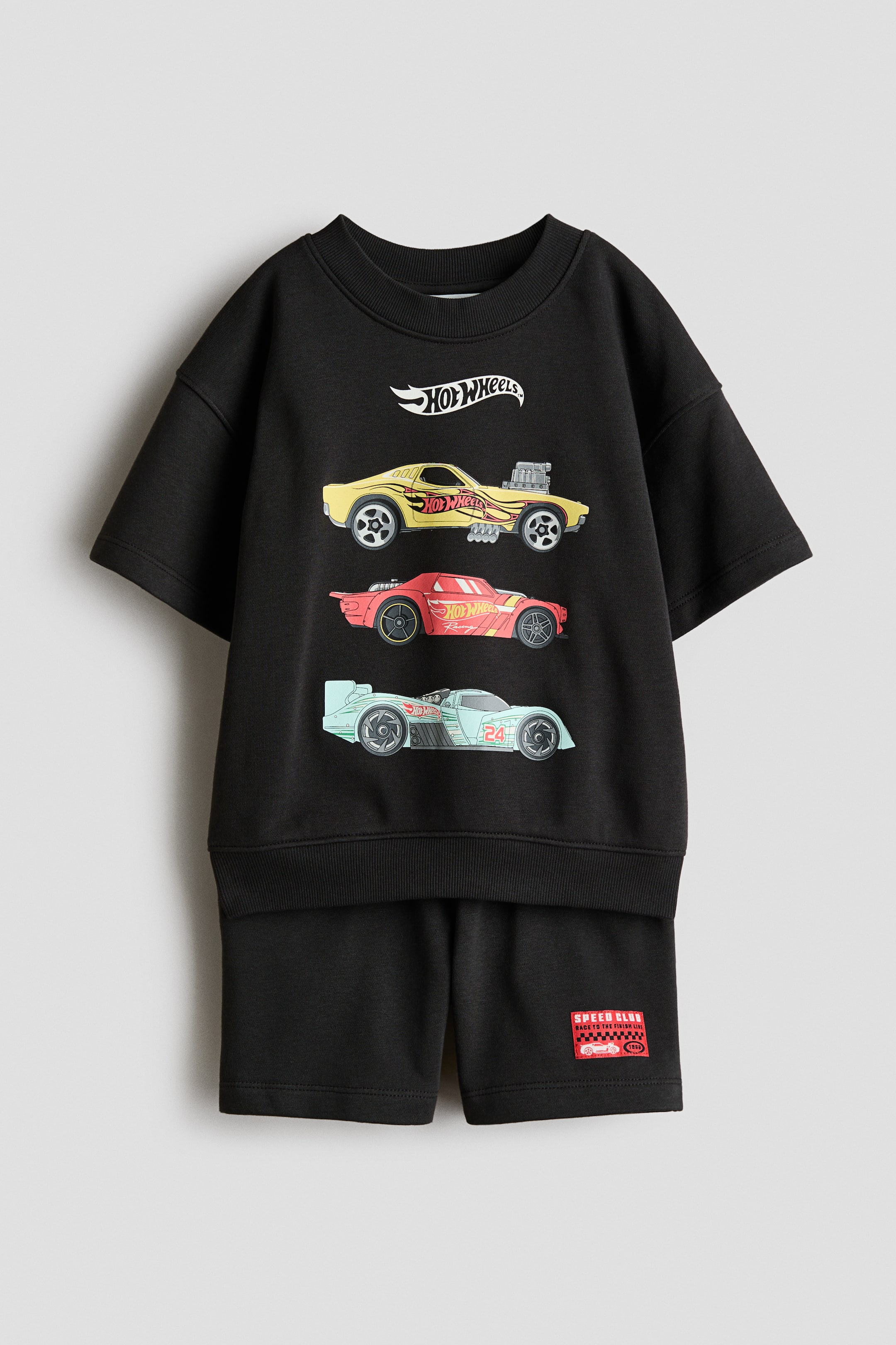 View larger image: 2-piece printed sweatshirt set - Black/Hot Wheels - Kids | H&M IN 1