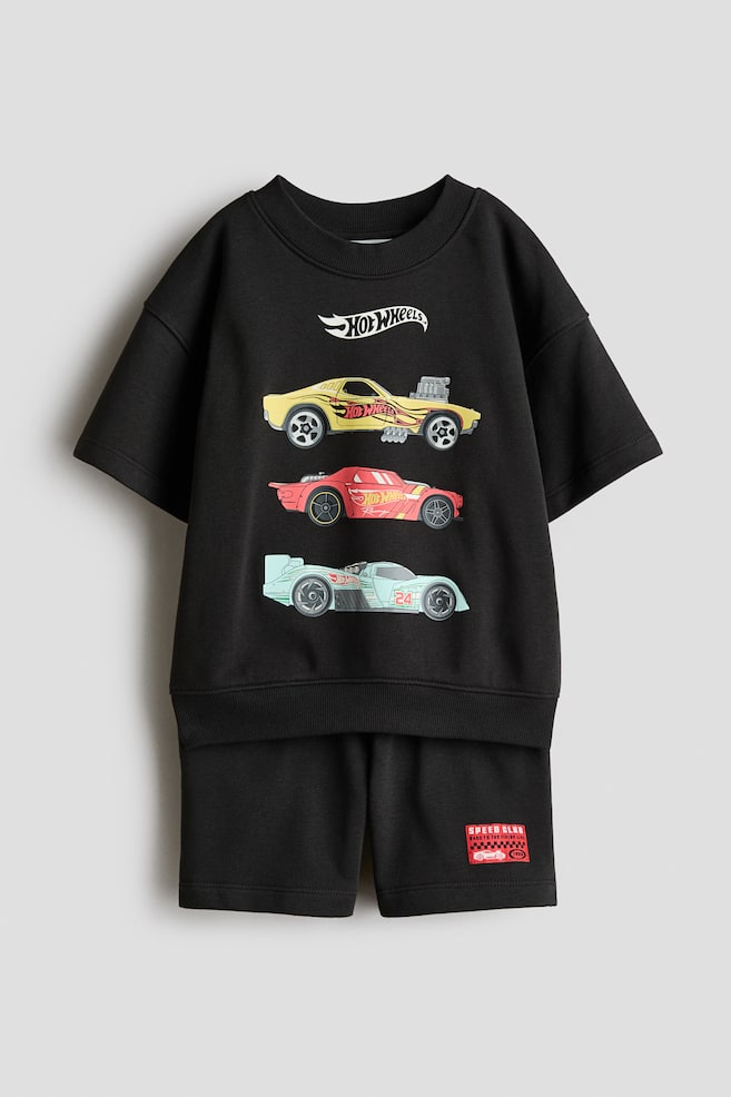 2-piece printed sweatshirt set - Black/Hot Wheels/Blue/Spider-Man/Light grey marl/Minecraft - 1