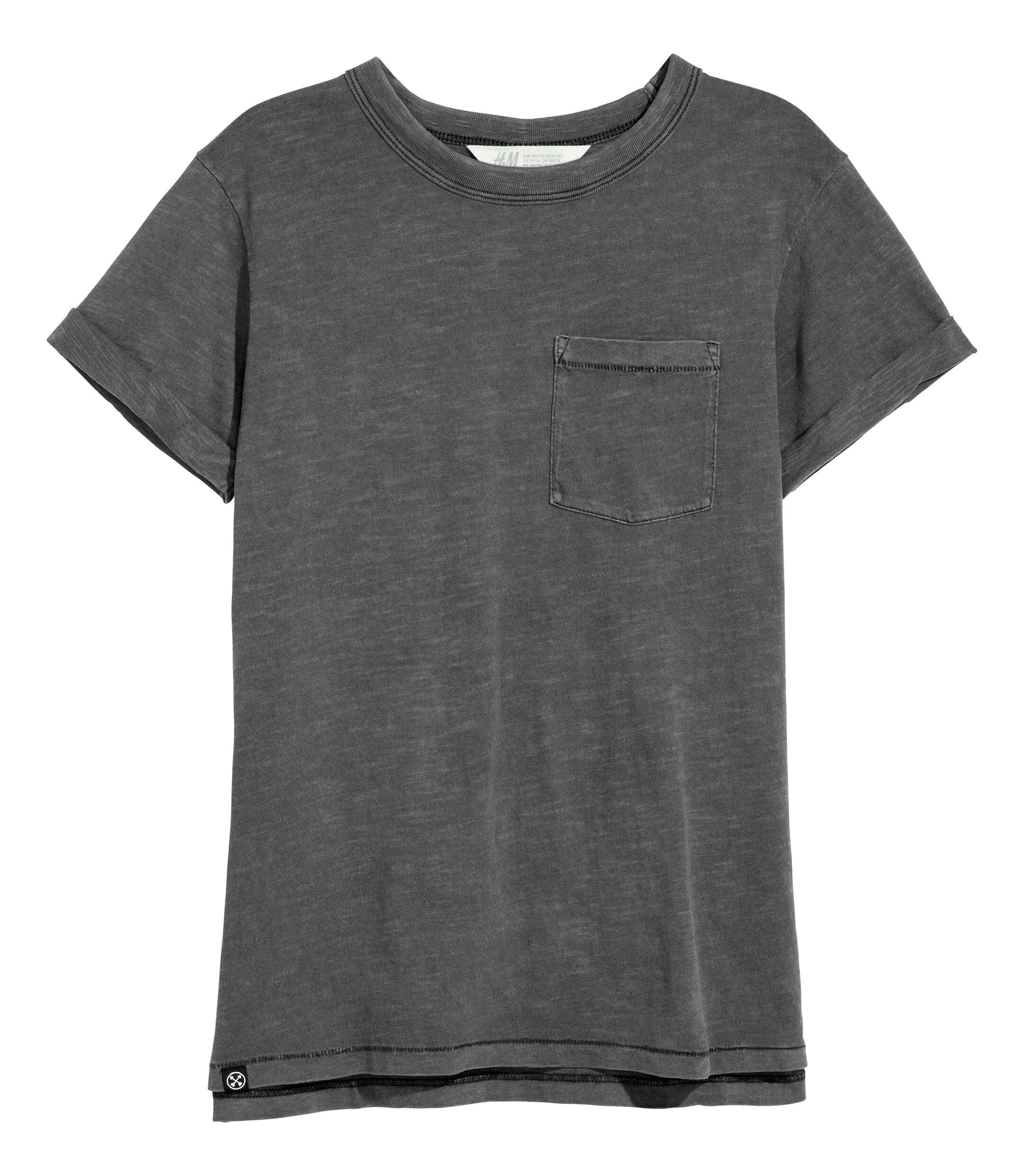 View larger image: Slub jersey T-shirt - Dark grey - Kids | H&M 1
