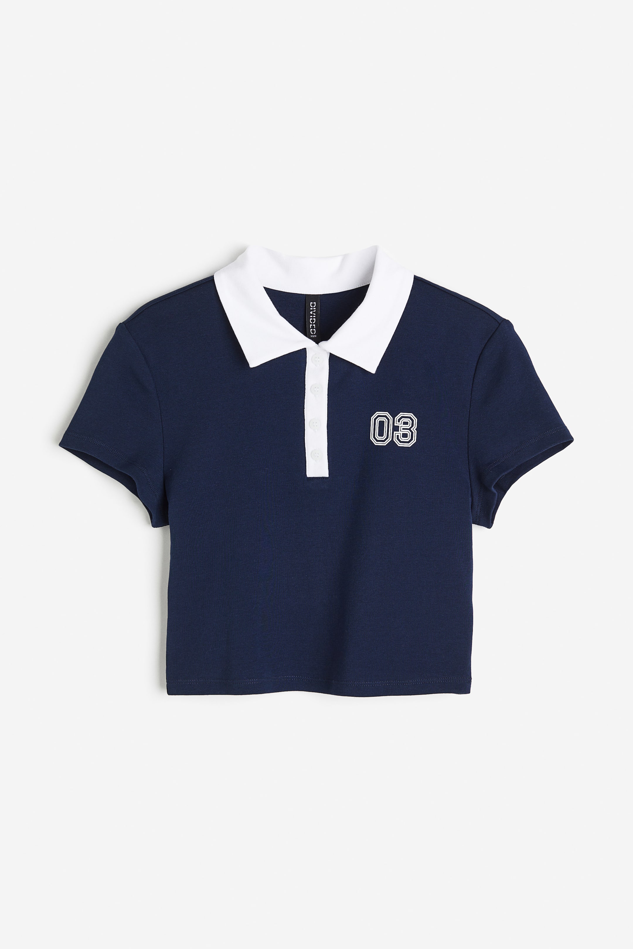 View larger image: Cropped Polo Shirt - Dark blue/03 - Ladies | H&M AU 1
