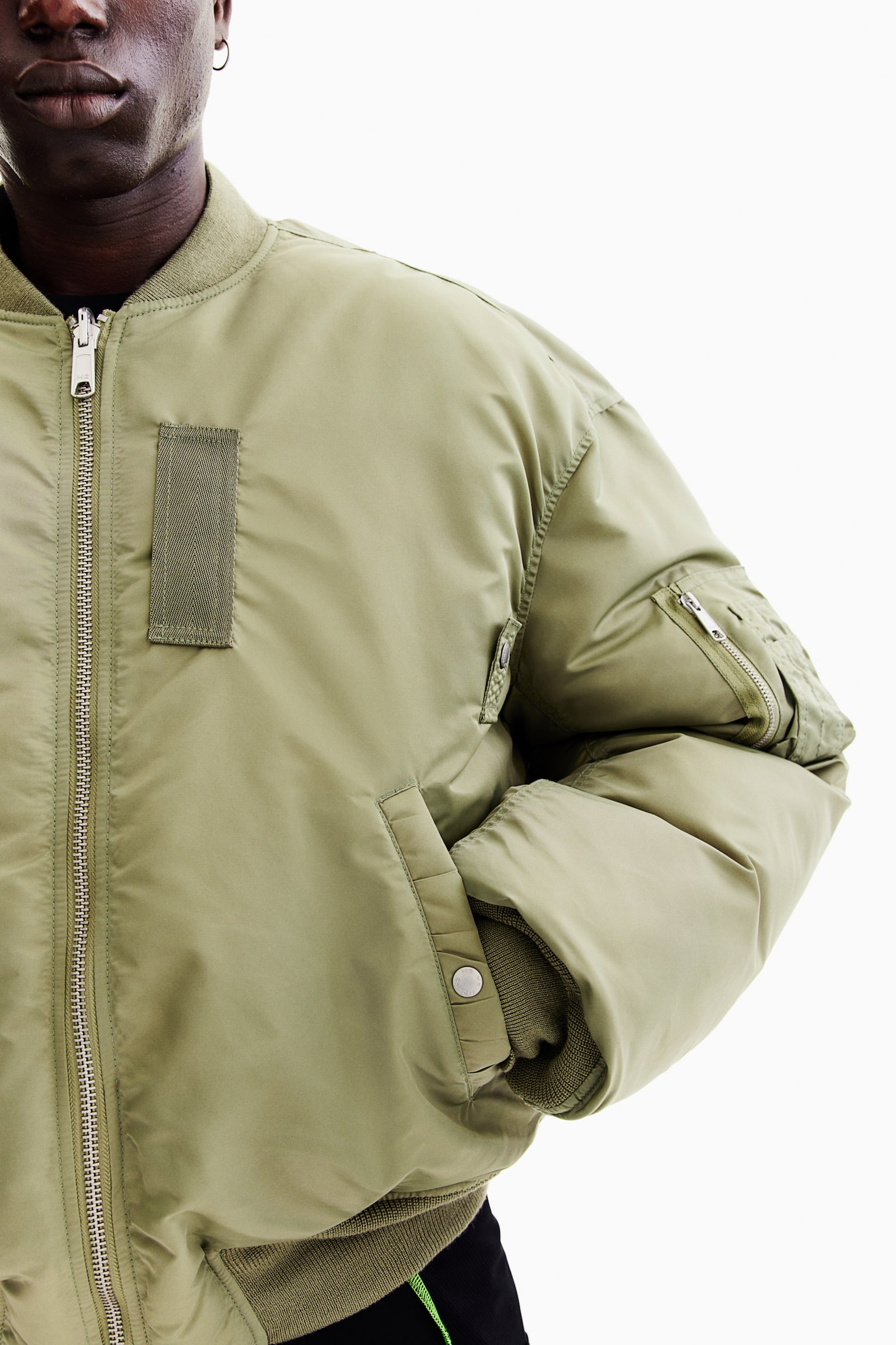 Reversible bomber jacket - Khaki green/Pink - 3