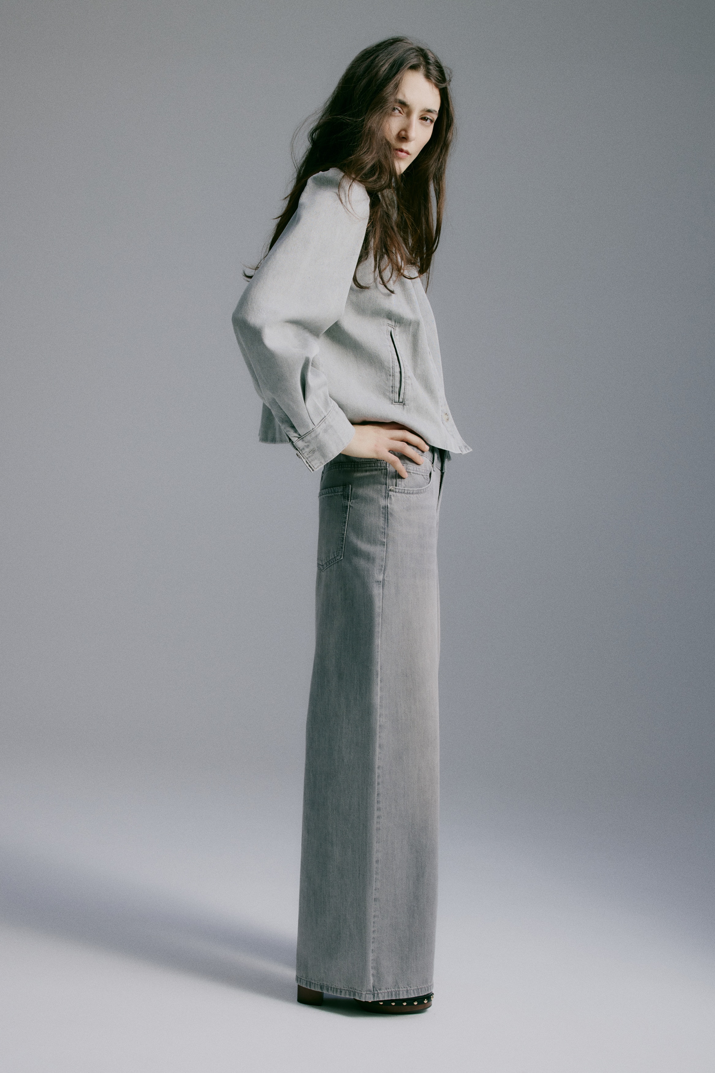 Wide Regular Waist Jeans - Γκρι/Σκούρο μπλε denim/Μπλε denim