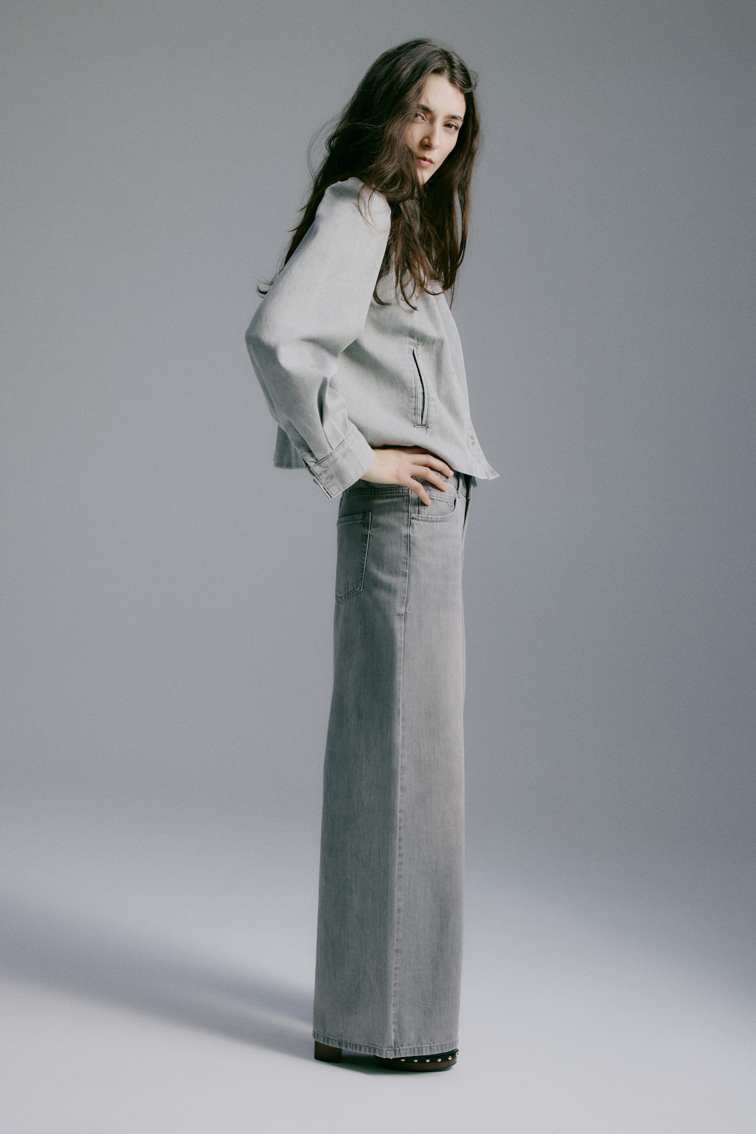 Wide Regular Waist Jeans - Cinzento/Azul denim/Azul denim escuro - 1