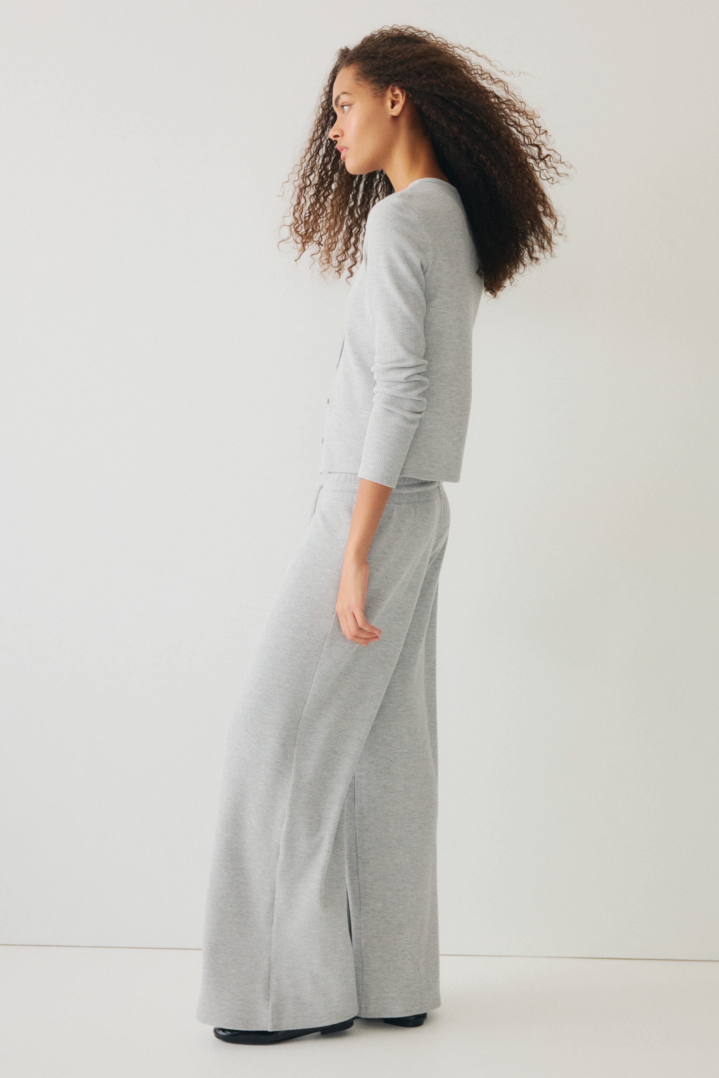 Waffled drawstring trousers