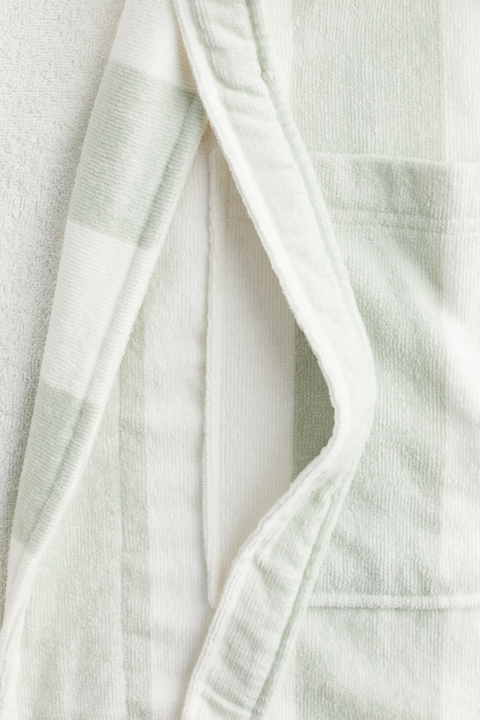 Striped cotton terry dressing gown - Light dusty green/Striped/Light dusty mole/Striped/Light mole/Striped - 4