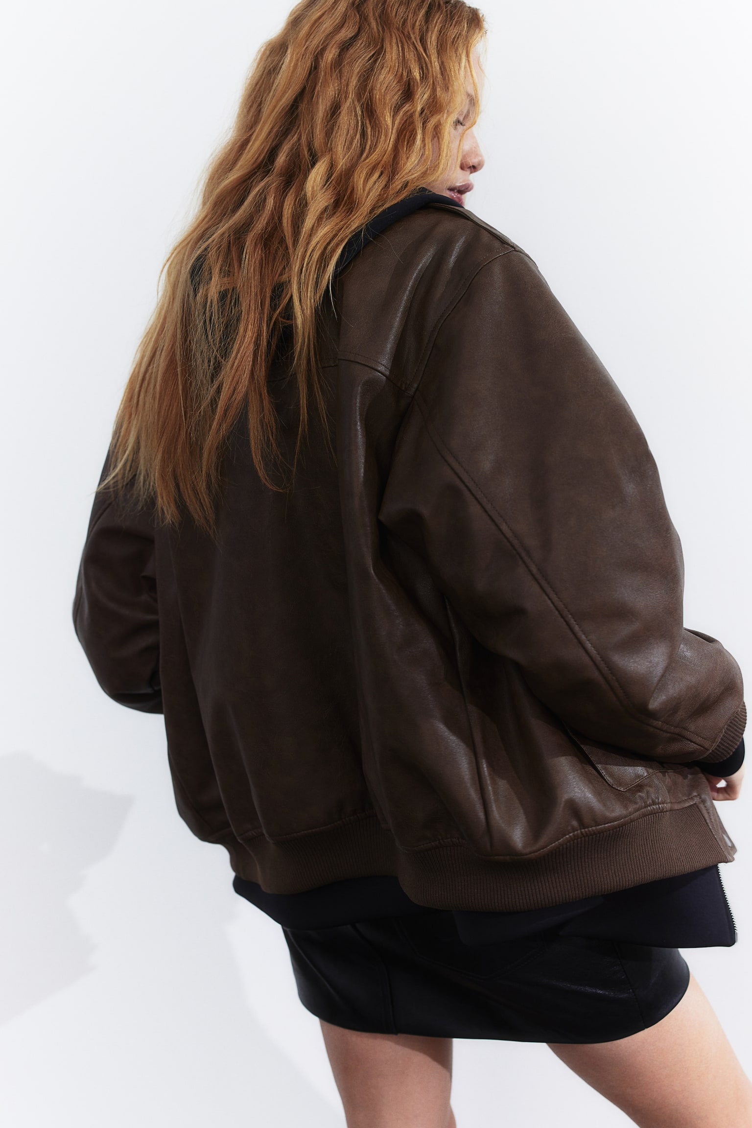 Coated Bomber Jacket - Brown/Black - 3