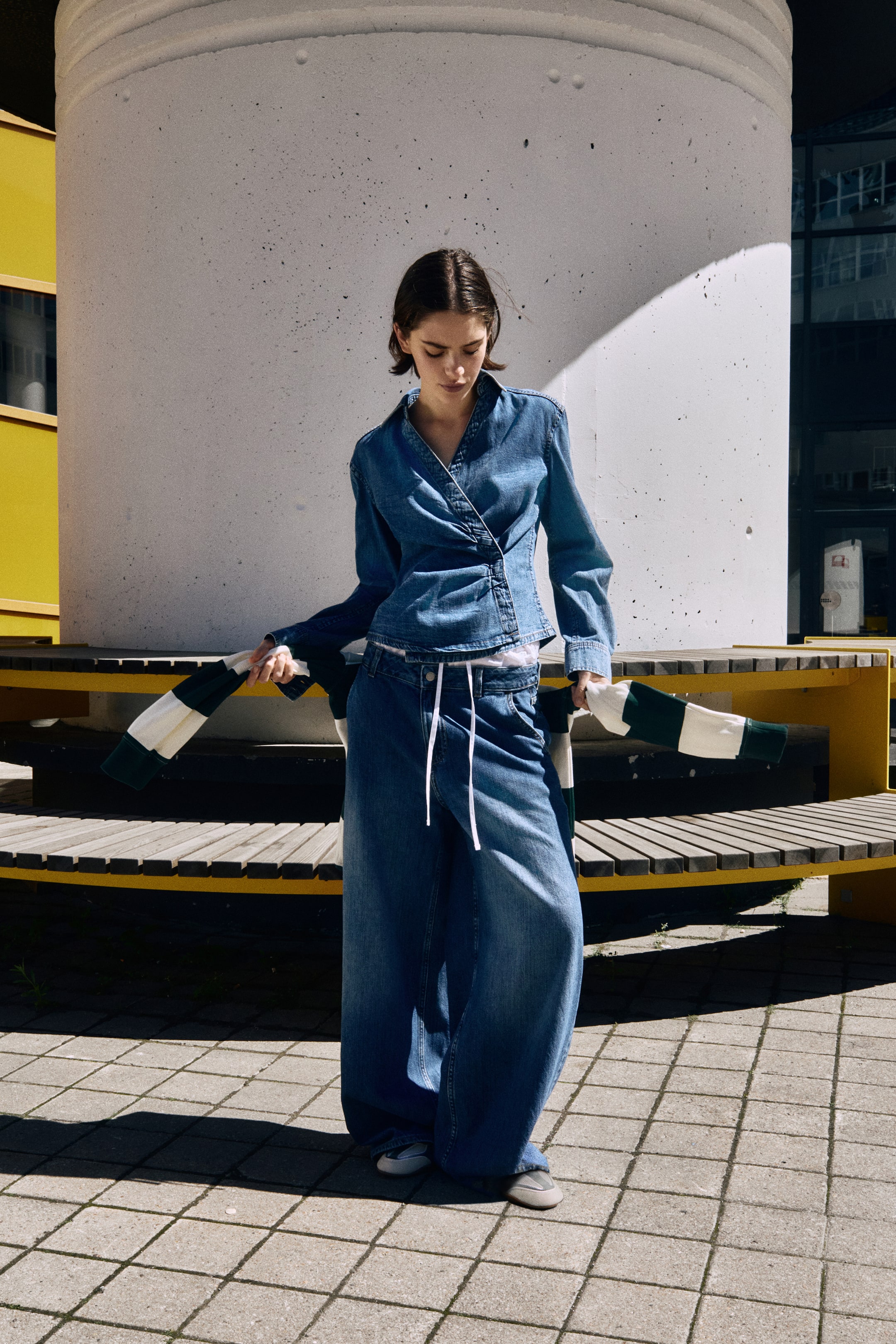 Chemise croisée en denim