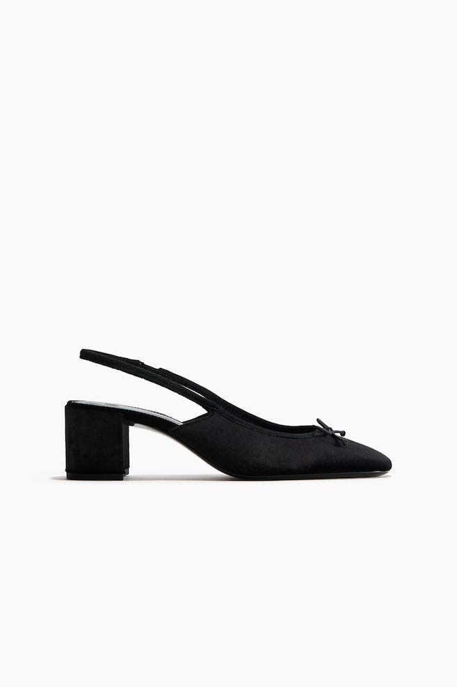 Block-heeled slingbacks - Black/Dark brown/Dusty beige - 1