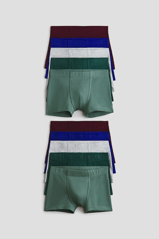 10er-Pack Trunks aus Baumwolle - Salbeigrün/Knallblau/Marineblau/Türkis/Hellblau/Hellgraumeliert - 1