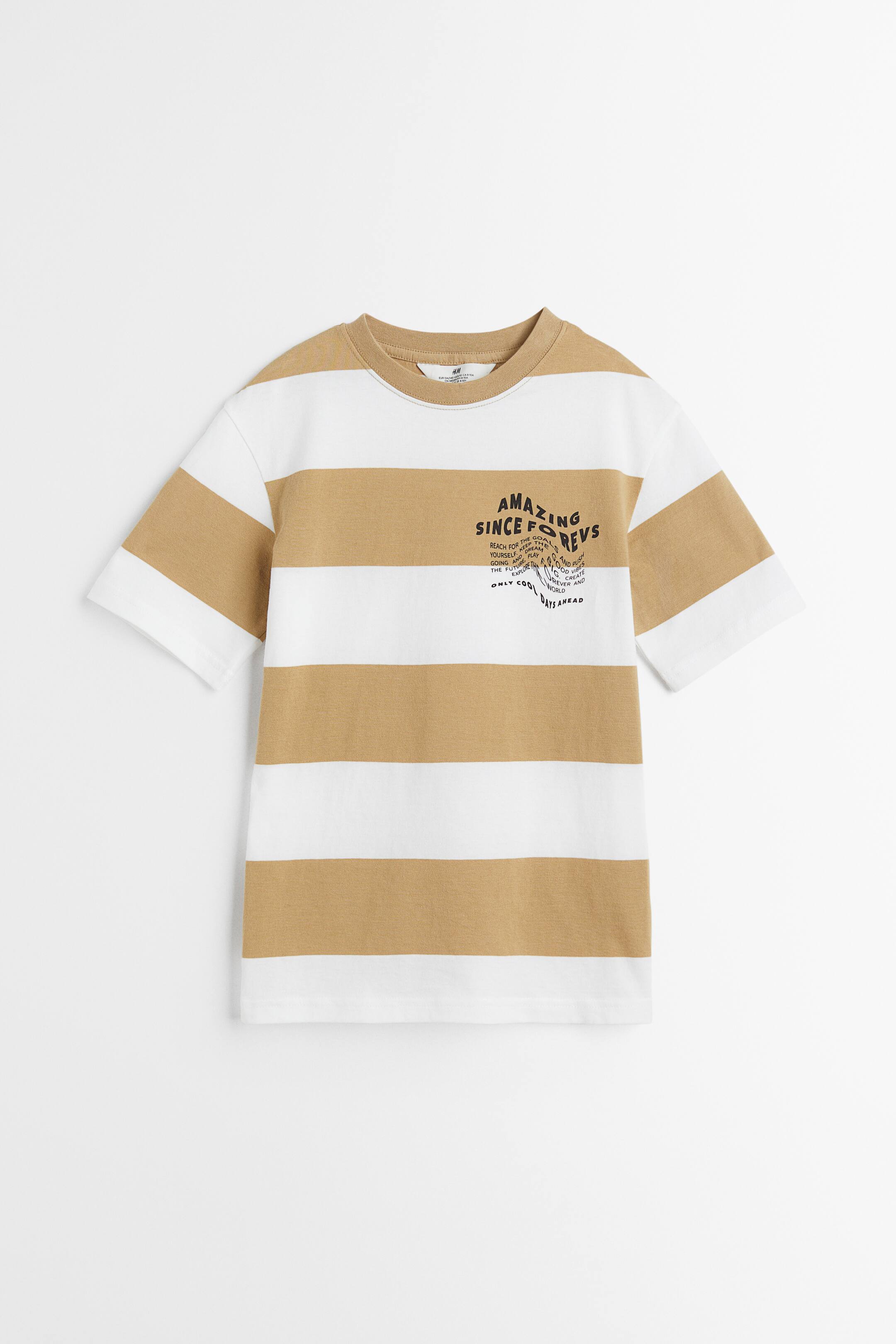 View larger image: Printed T-shirt - Beige/striped - Kids | H&M US 1