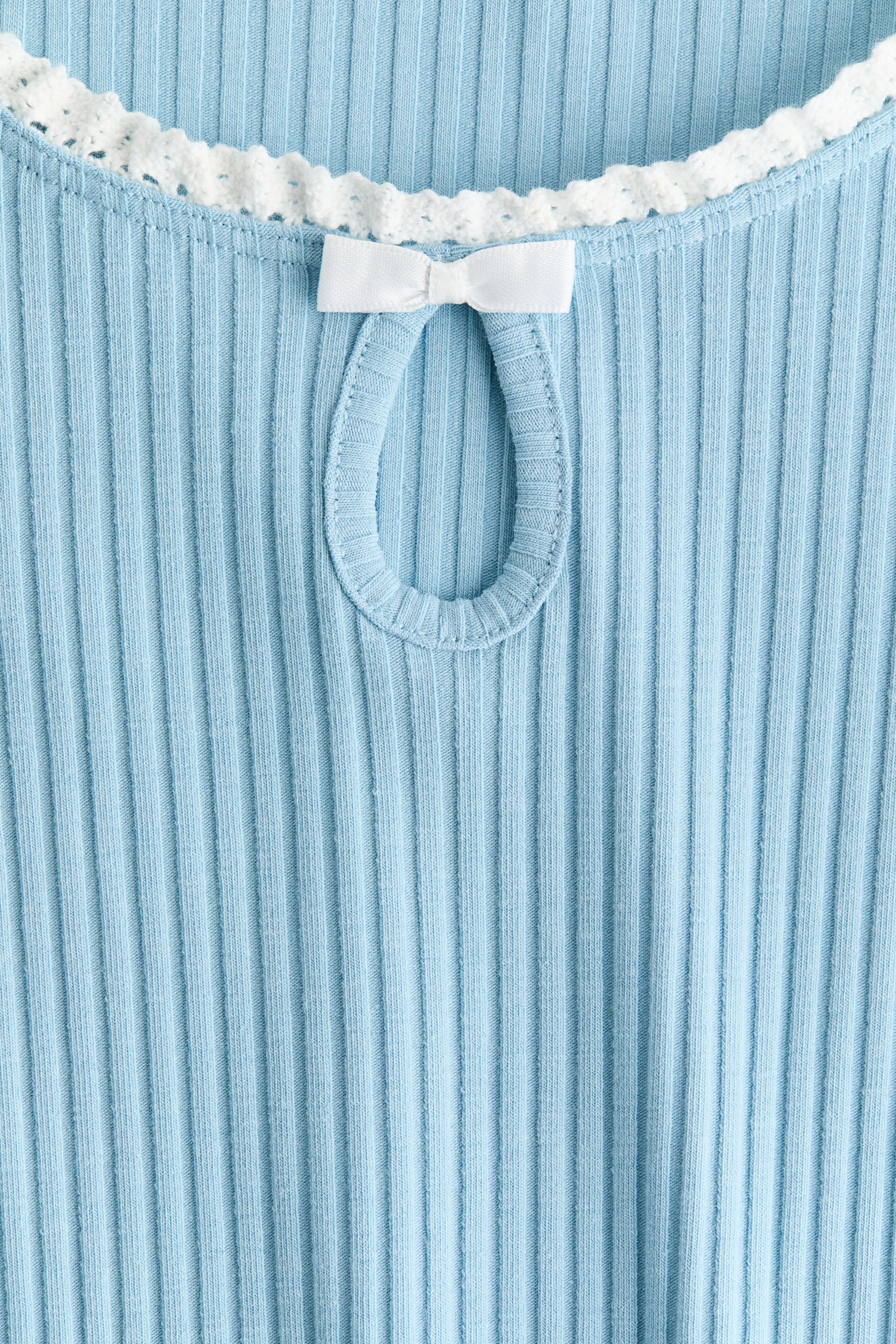 Scoop-neck ribbed dress - Light blue/Dark grey - 4