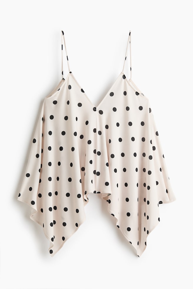 Top de alças com corte solto - Branco/Bolinhas/Preto - 1