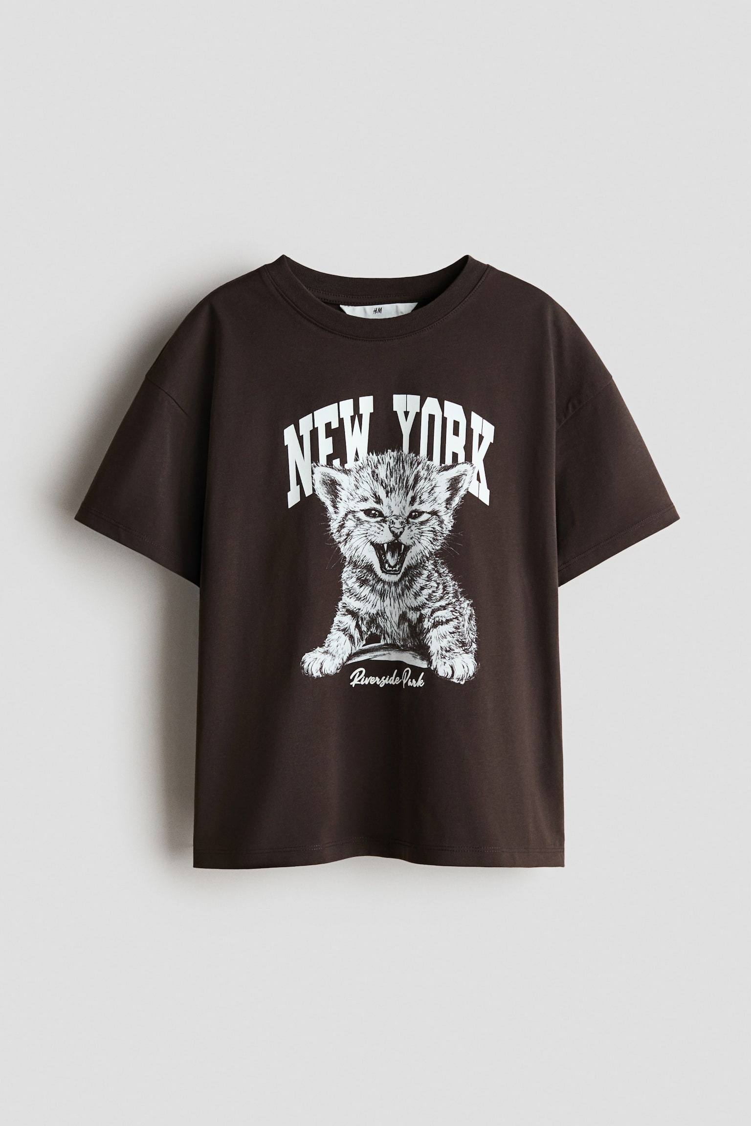 T-shirt oversize en coton-Marron foncé/chaton - 1