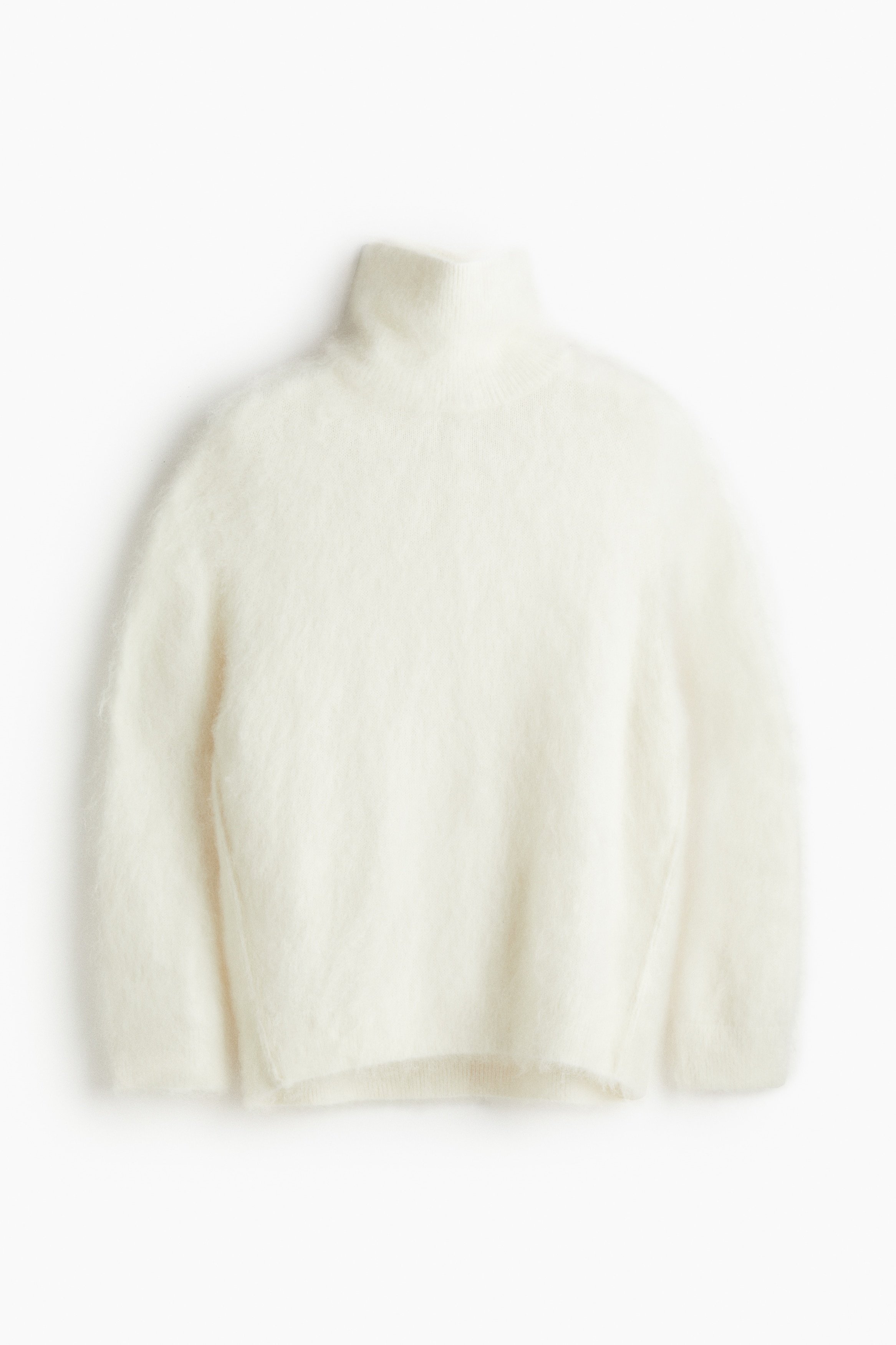 High-collar mohair-blend jumper - Cream/Dark brown