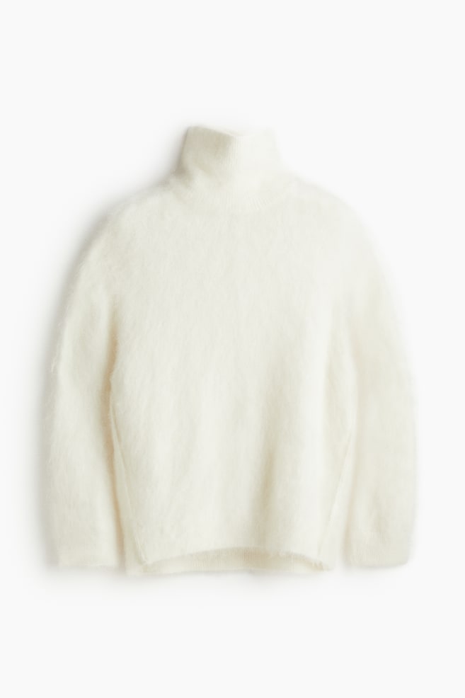 High-collar mohair-blend jumper - Cream - 1