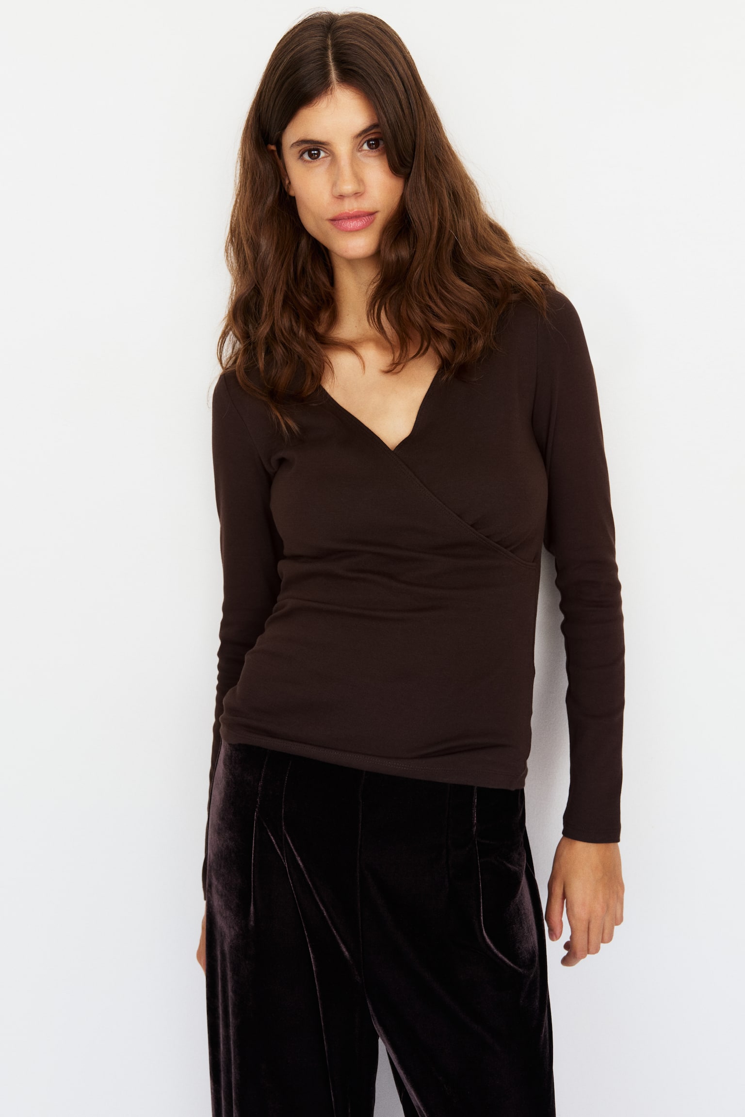 MAMA חולצת הנקה ריב - חום כהה/שחור/בז' מלאנז' - 1