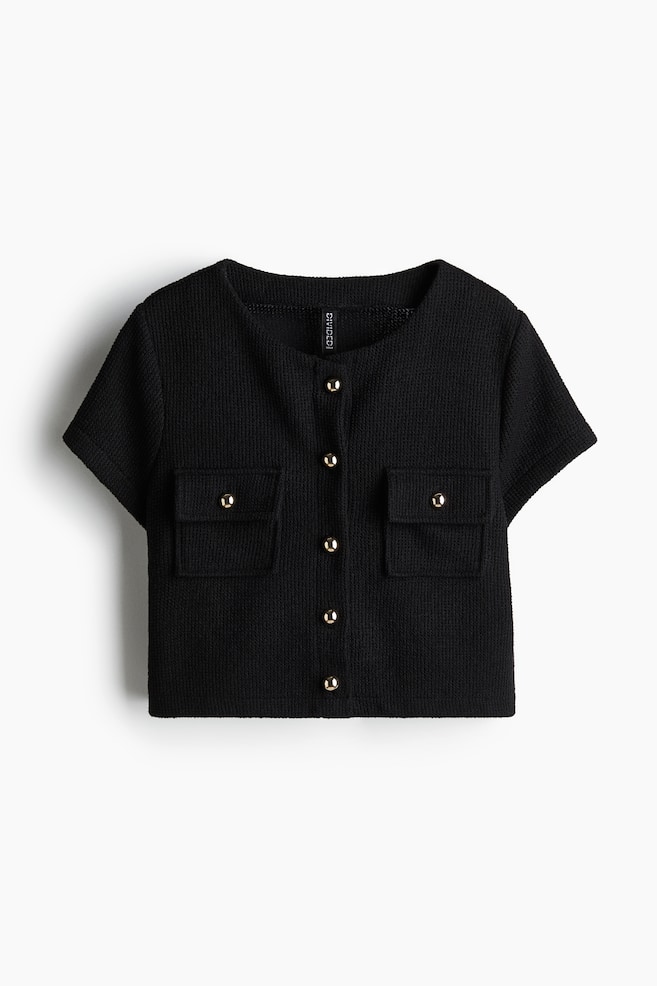 Top in jersey a nido d’ape - Nero - 1