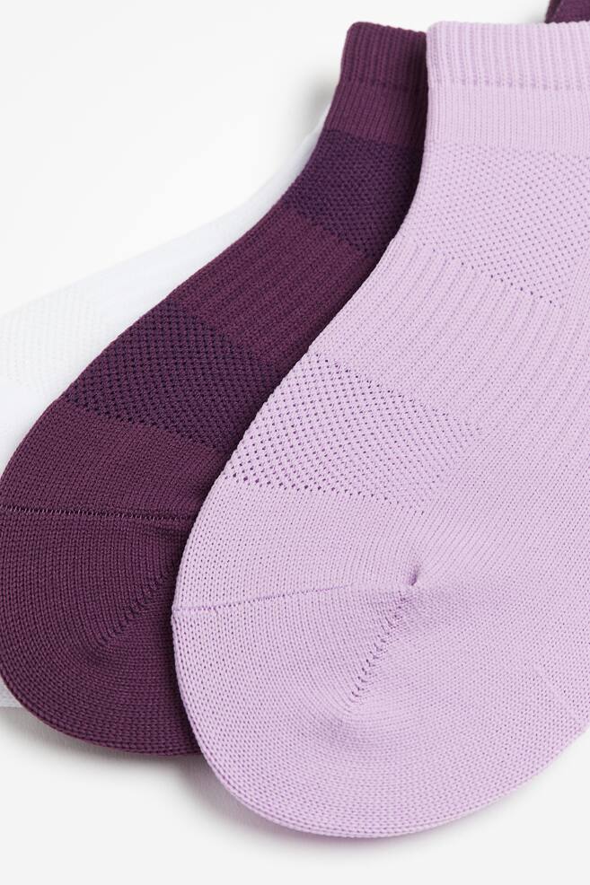 3-pack DryMove™ sports socks - Dark purple/Light purple/White/White/Black/Pink/White/Pigeon blue - 2