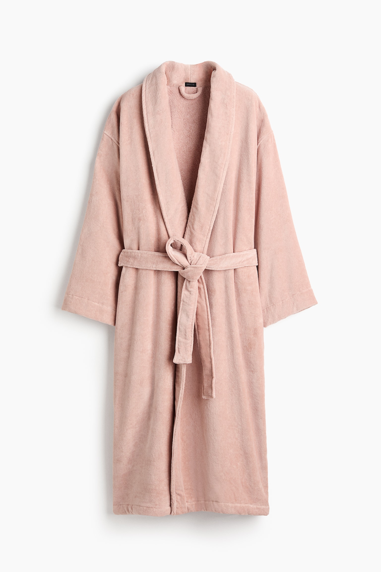 Velour dressing gown - Powder pink/Beige - 2
