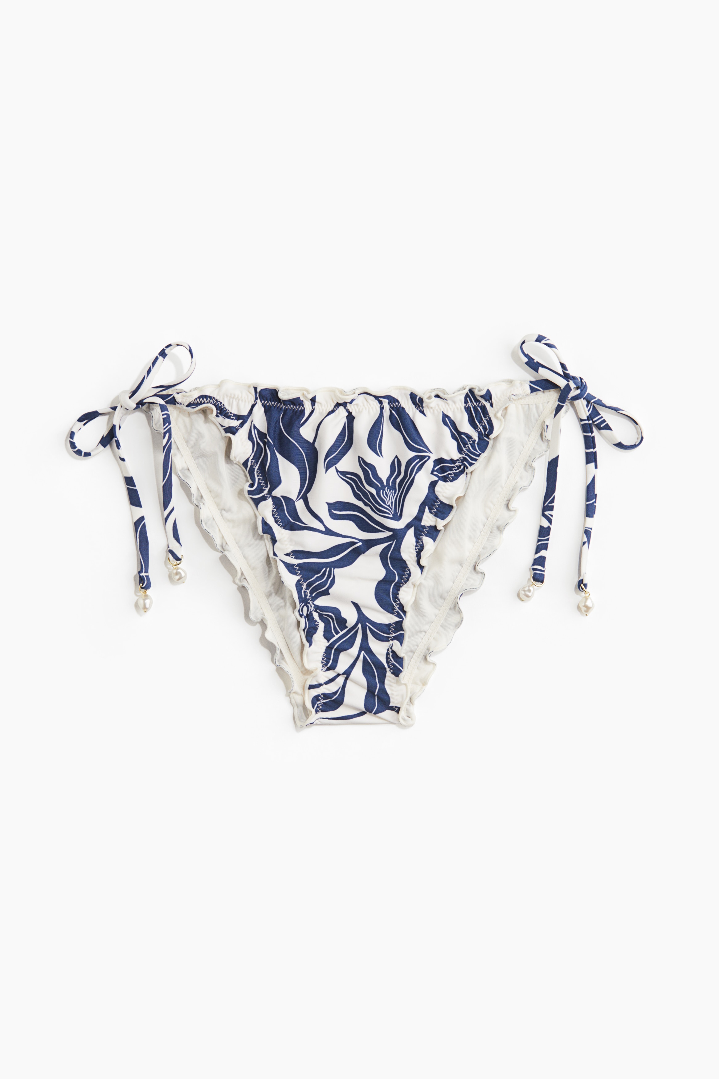 Tie Bikini Bottoms - White/dark blue patterned/Dark brown/floral