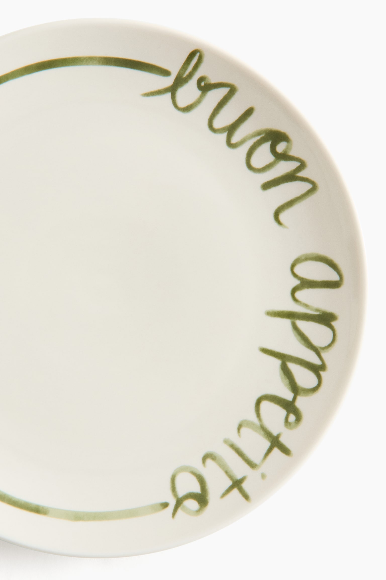 Text-motif porcelain medium plate - White/Buon Appetito - 4
