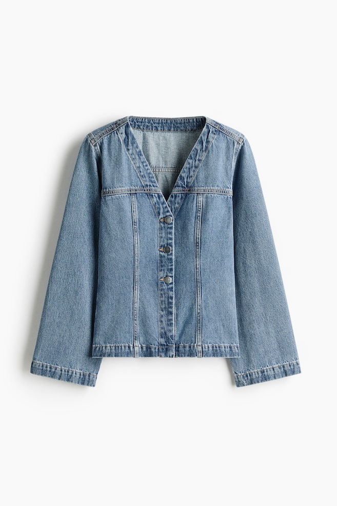 Denim jack met V-hals - Licht denimblauw - 1