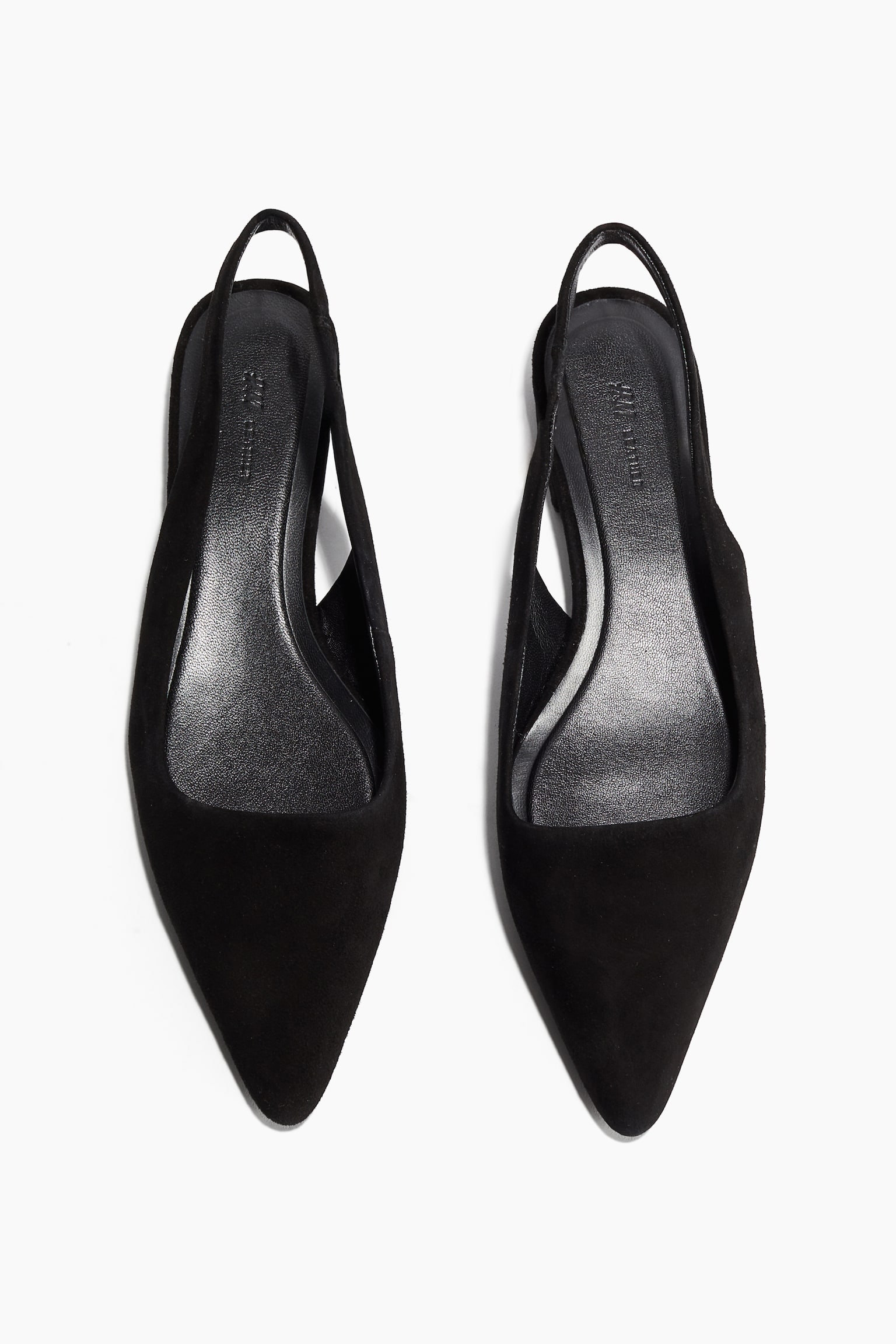 Pointed Suede Slingbacks - Black - 2