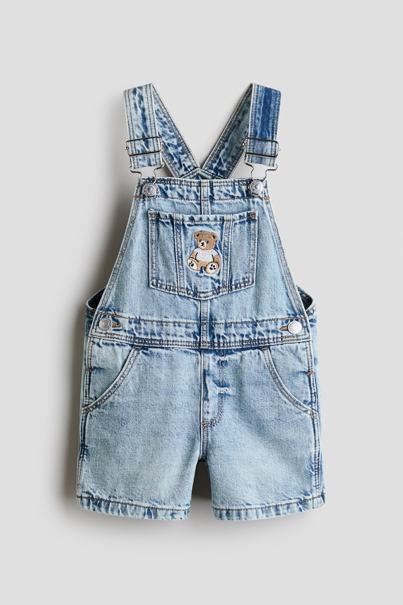 Overall Shorts - Light denim blue/teddy bear