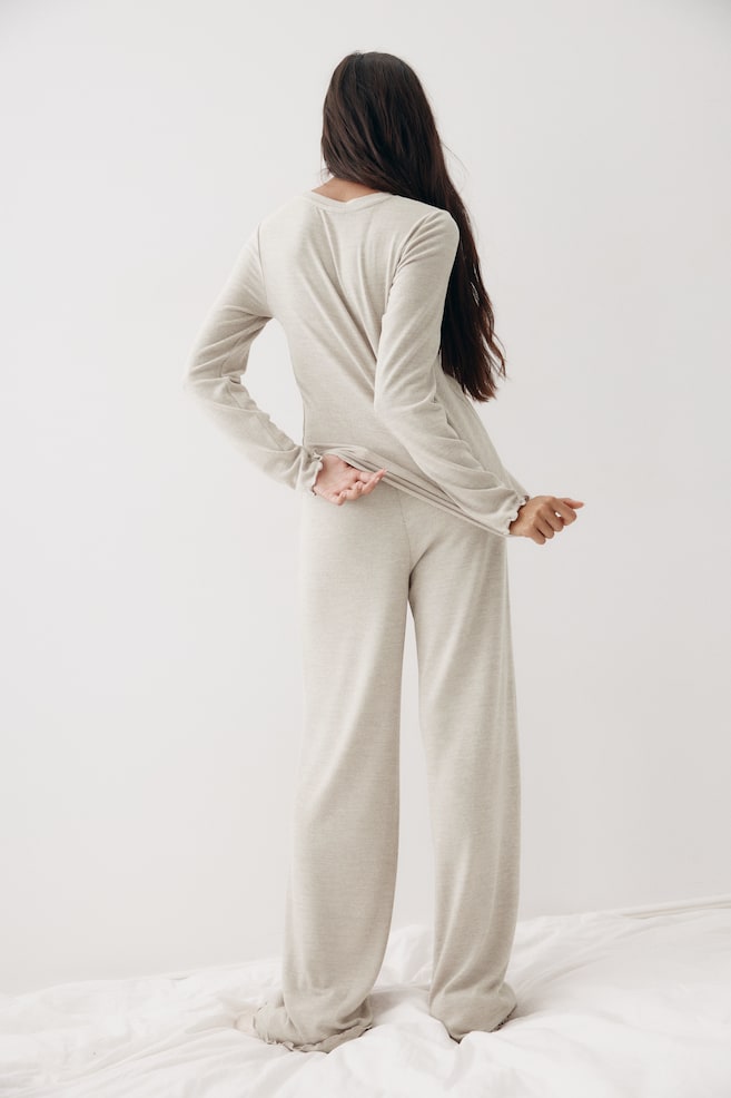 Pigiama in jersey spazzolato-Beige mélange - 3