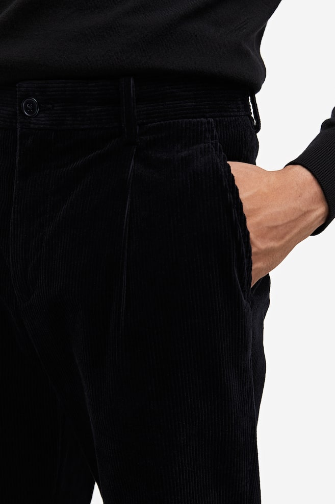 Regular Fit Corduroy trousers - Black/Cream/Sage green - 7