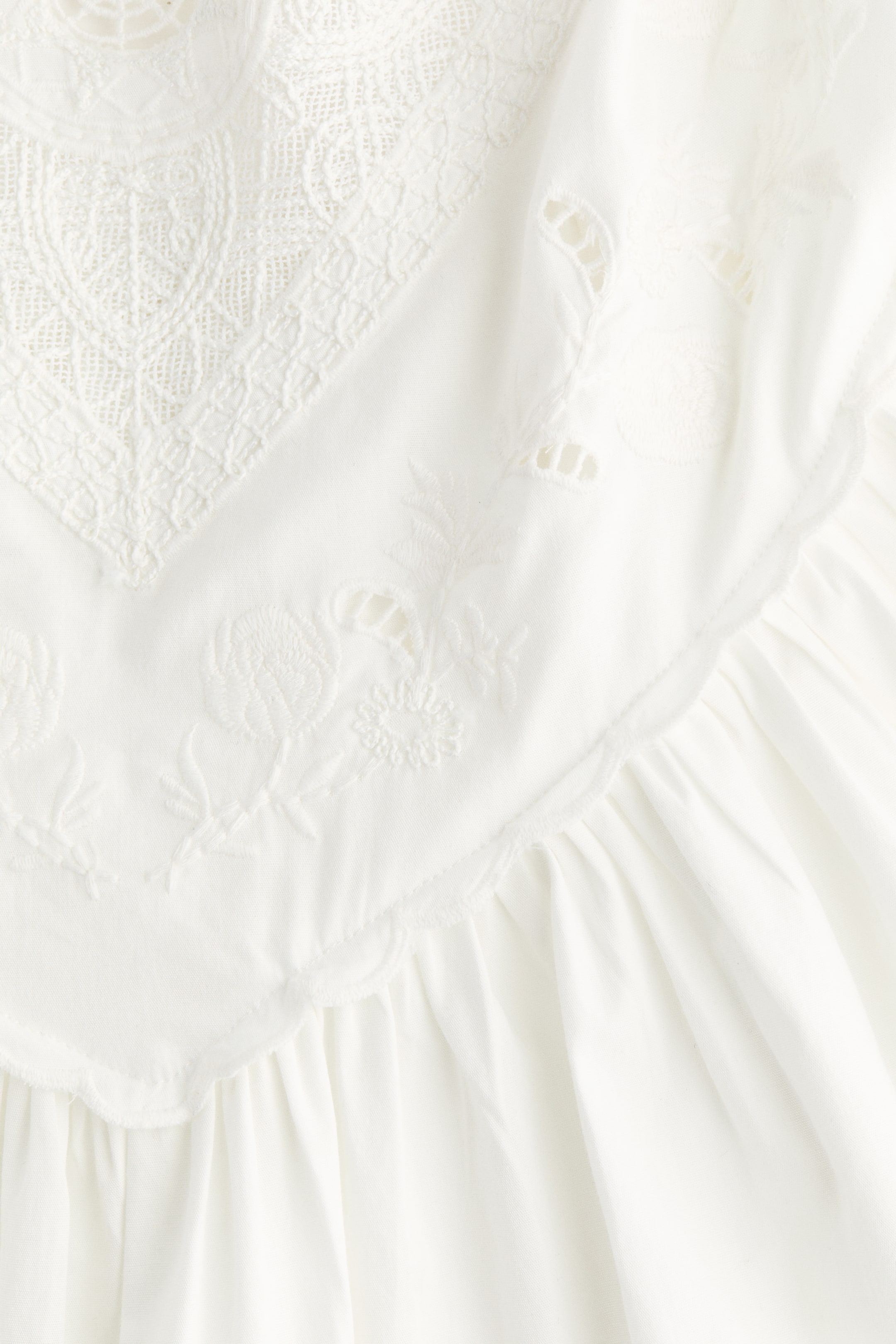 Flared-Skirt Dress with Eyelet Embroidery