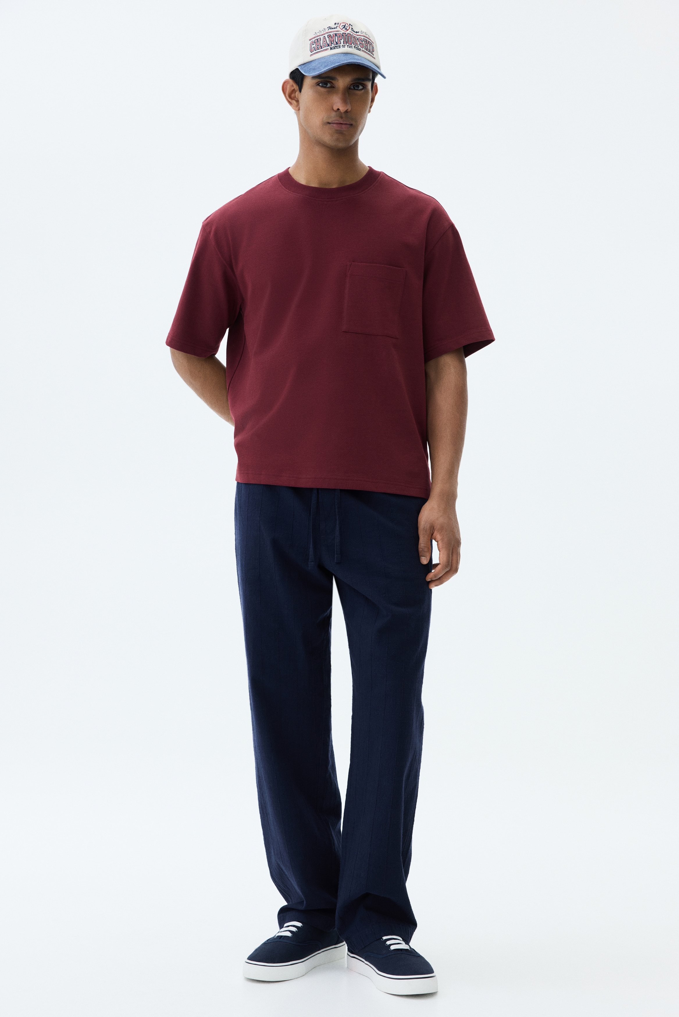 Relaxed Fit Cotton trousers - Navy blue/Cream/Dark brown/Khaki green