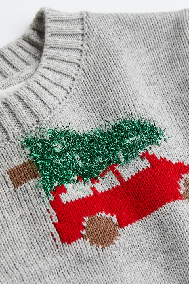 Interactive-motif jumper - Light grey/Santas/Light turquoise/Santa/Brown/Reindeer/Red/Christmas Animals - 3