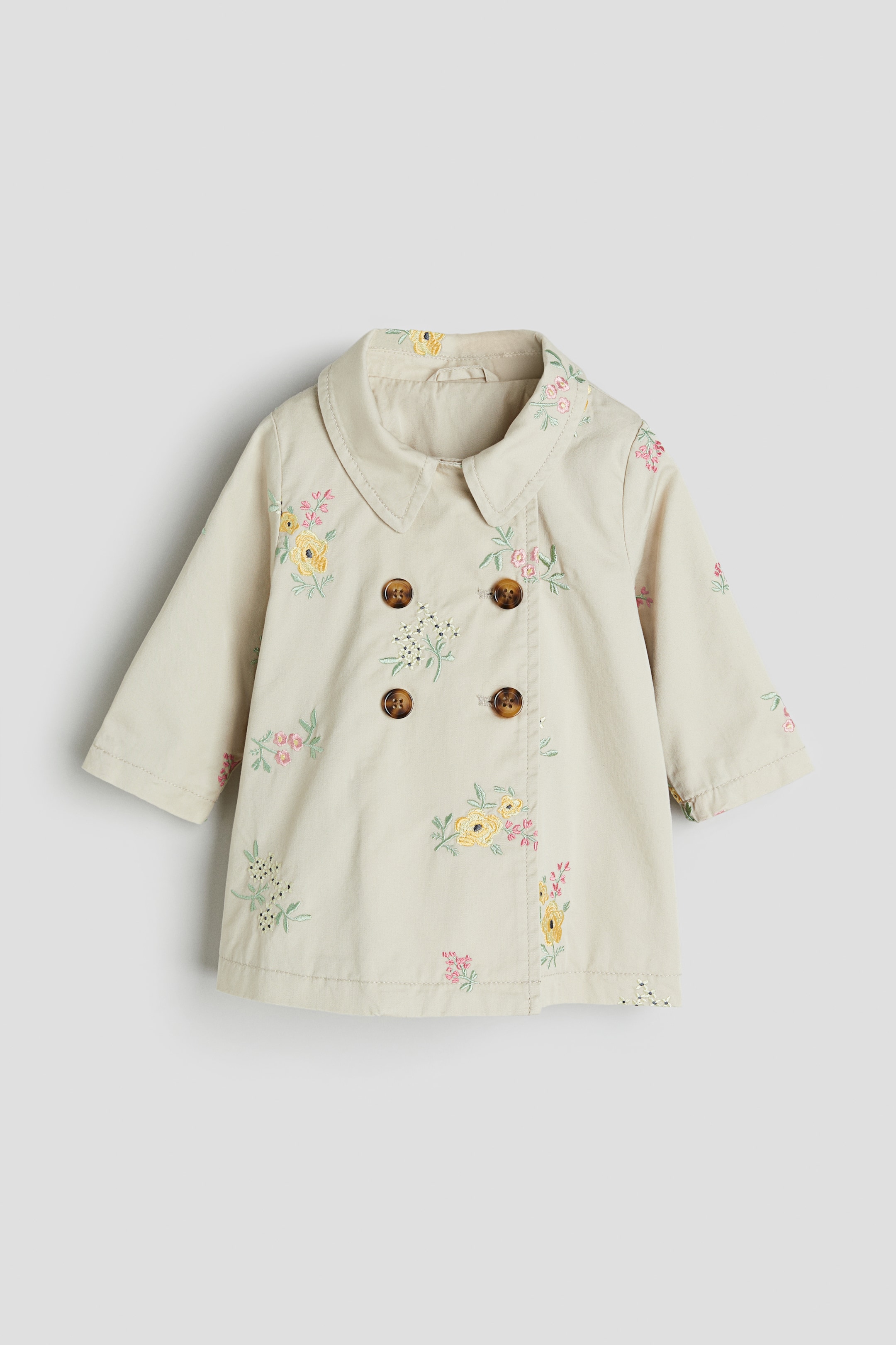 Embroidered Cotton Trench Coat