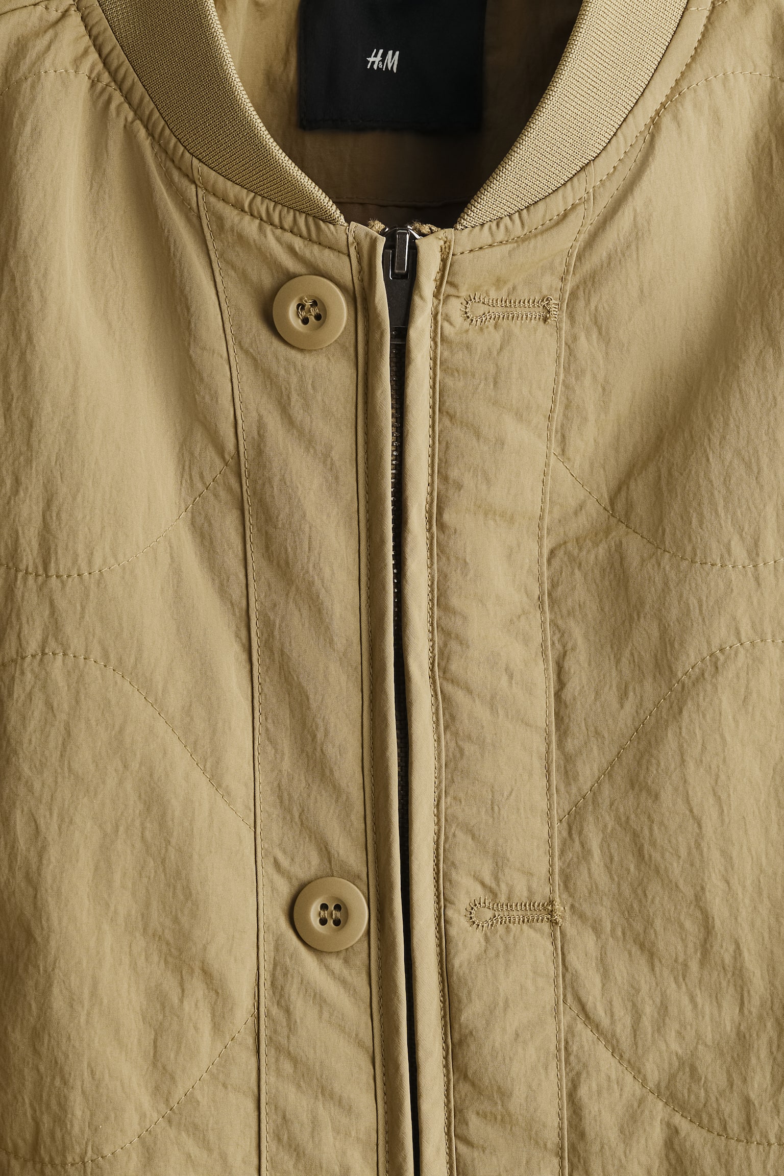 퀼티드 나일론 재킷 - 다크 베이지/블랙 - 6