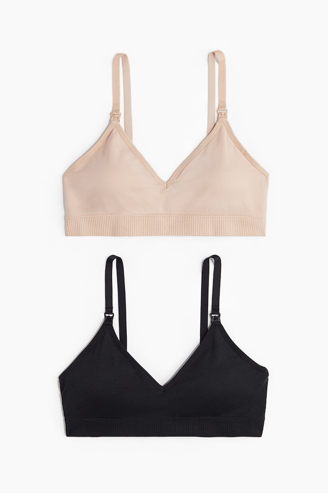 MAMA 2-pack seamless padded nursing bras - Black/Beige/Light beige/Light pink/Dusty pink/Black/Powder pink/Black/Light beige/Light grey marl - 1