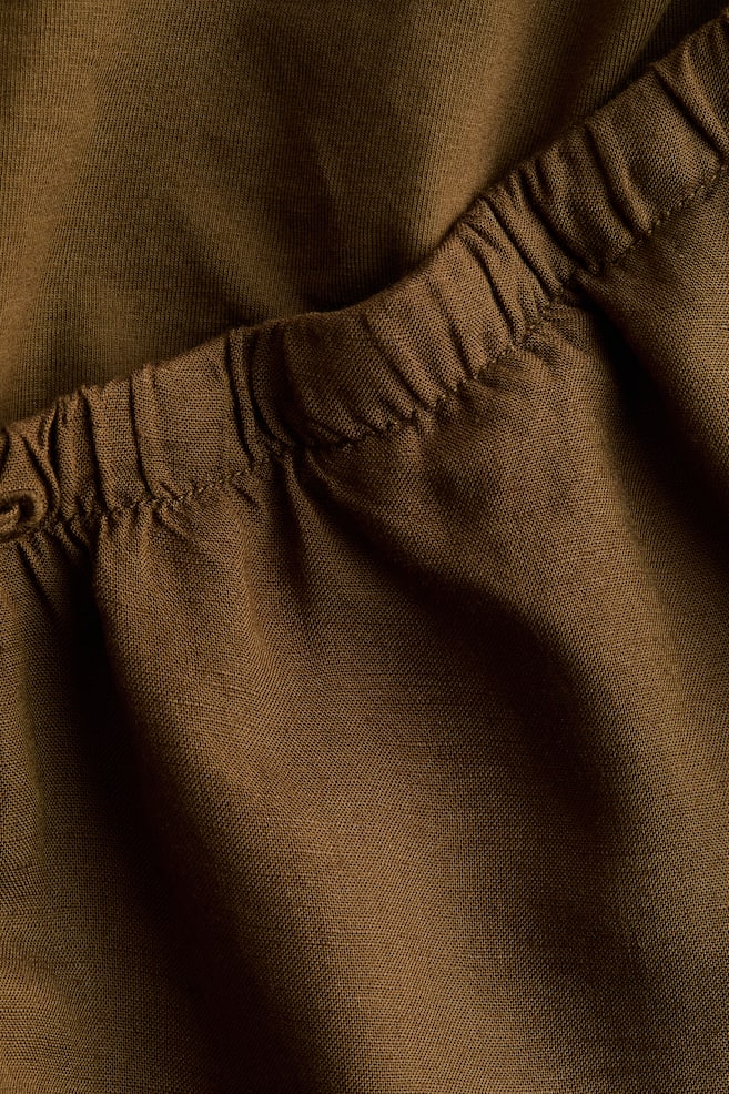 MAMA Linen-blend shorts - Dark khaki green/Black - 3