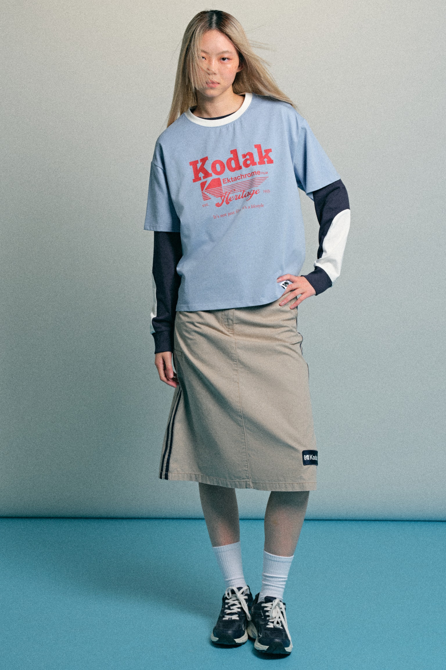 Áo thun in hình - Màu xanh dương nhạt/Kodak/Màu xanh lá đậm/Kodak - 4