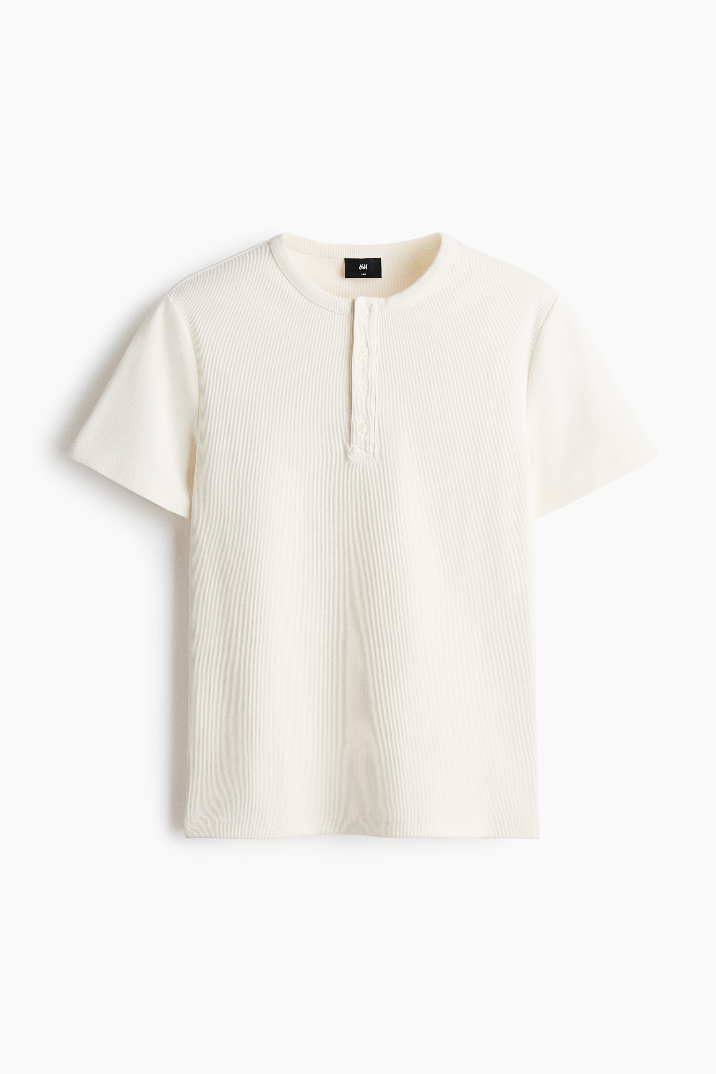 Slim-Fit Henley Shirt - Cream/Black