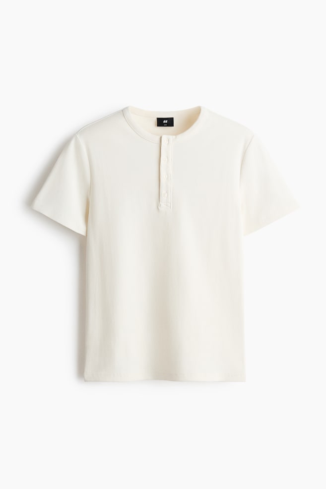 Slim Fit Henley top - Cream/Black - 1