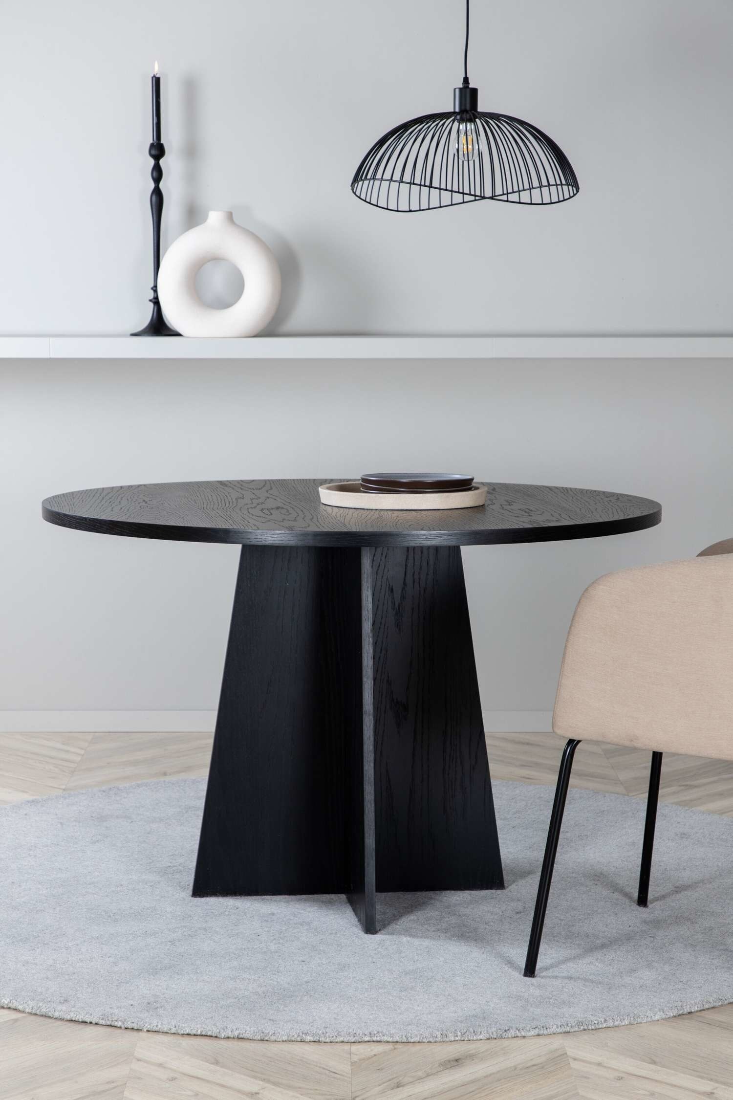 Bootcut Round Table À Manger - Mdf, Noir