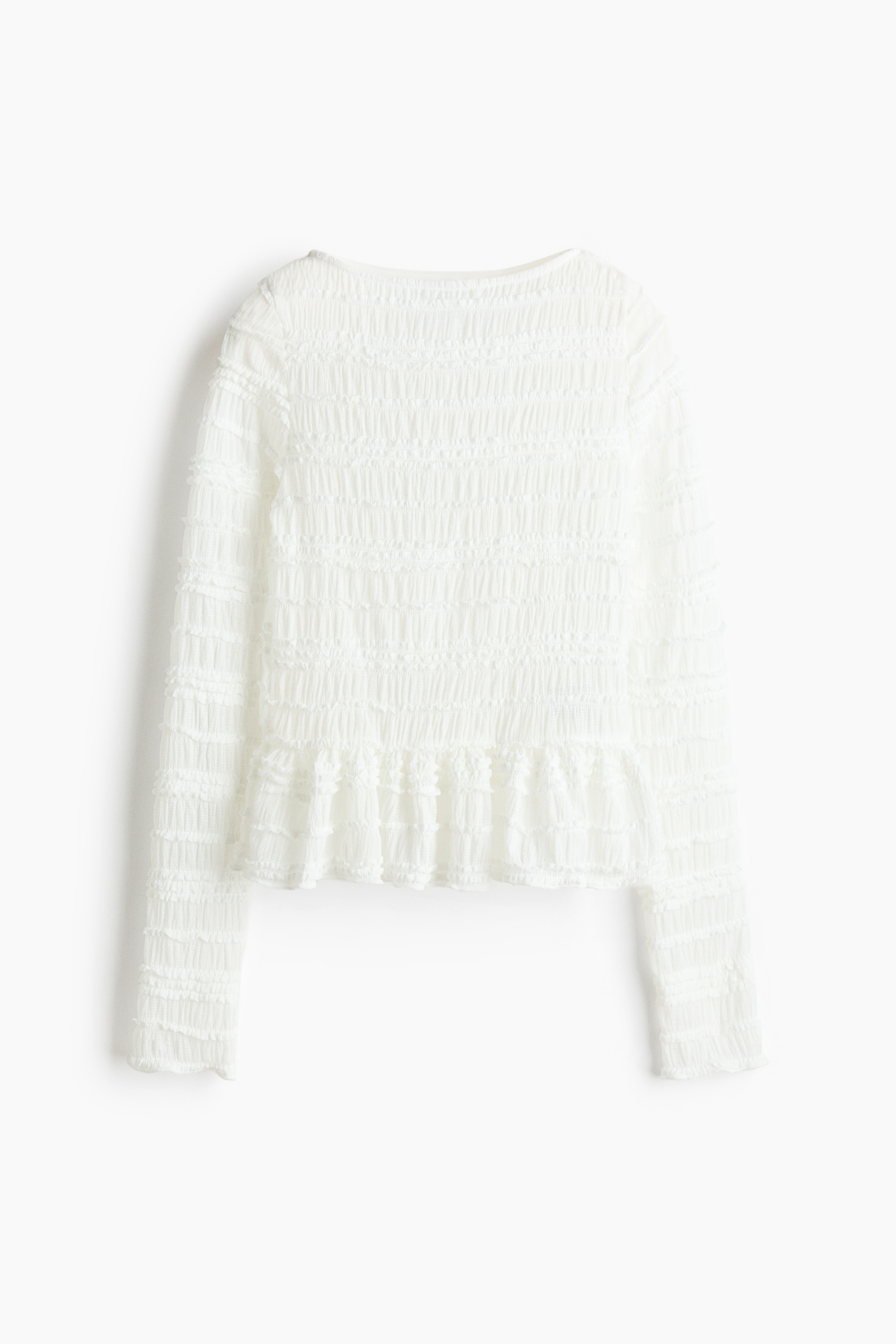 Camisola em franzido smock - Branco/Preto