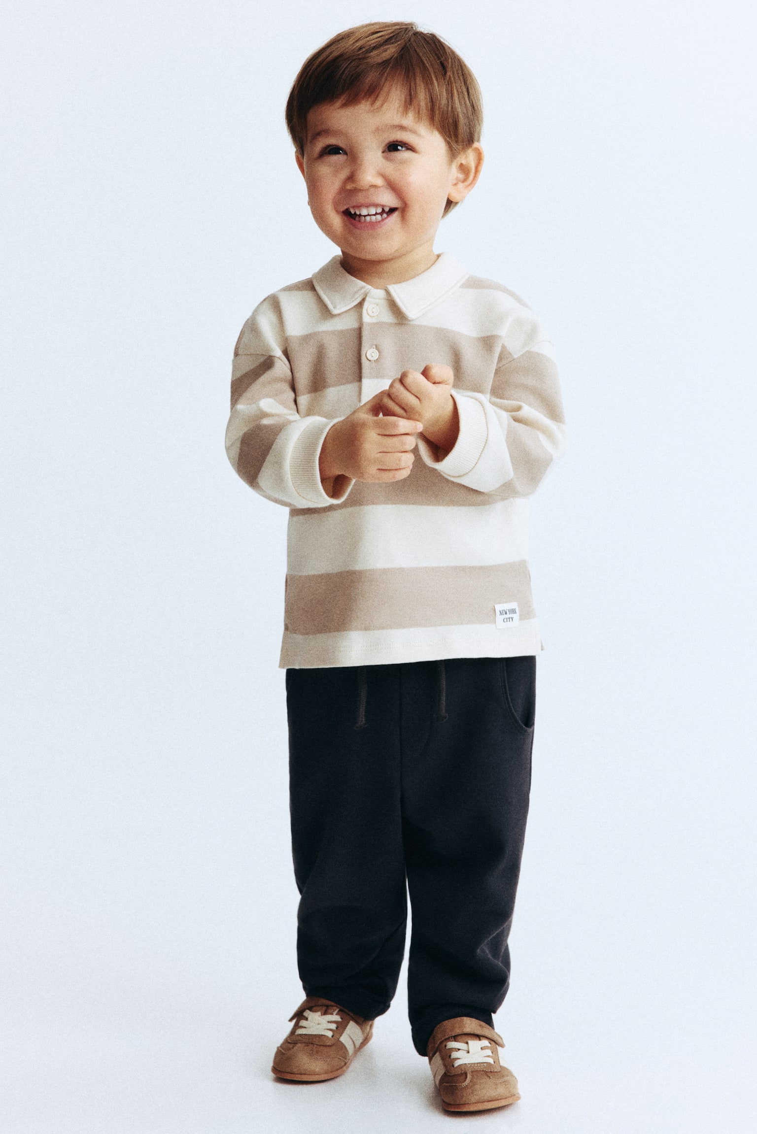 Cotton rugby shirt - Cream/Light beige/White/Navy blue - 4