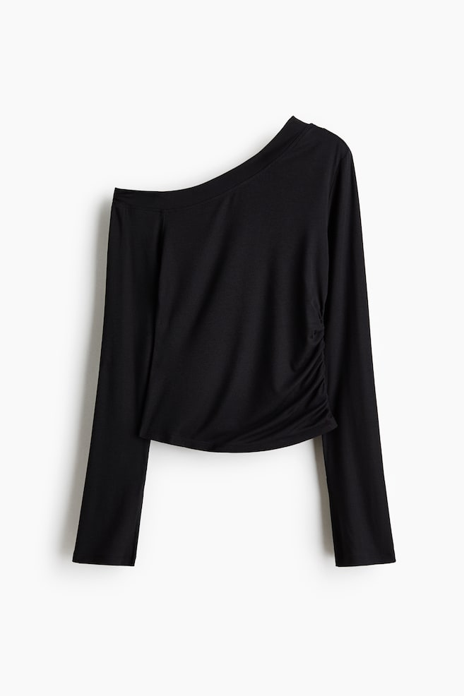 Vestido de un hombro en viscosa - Negro/Rosa/Crema - 1