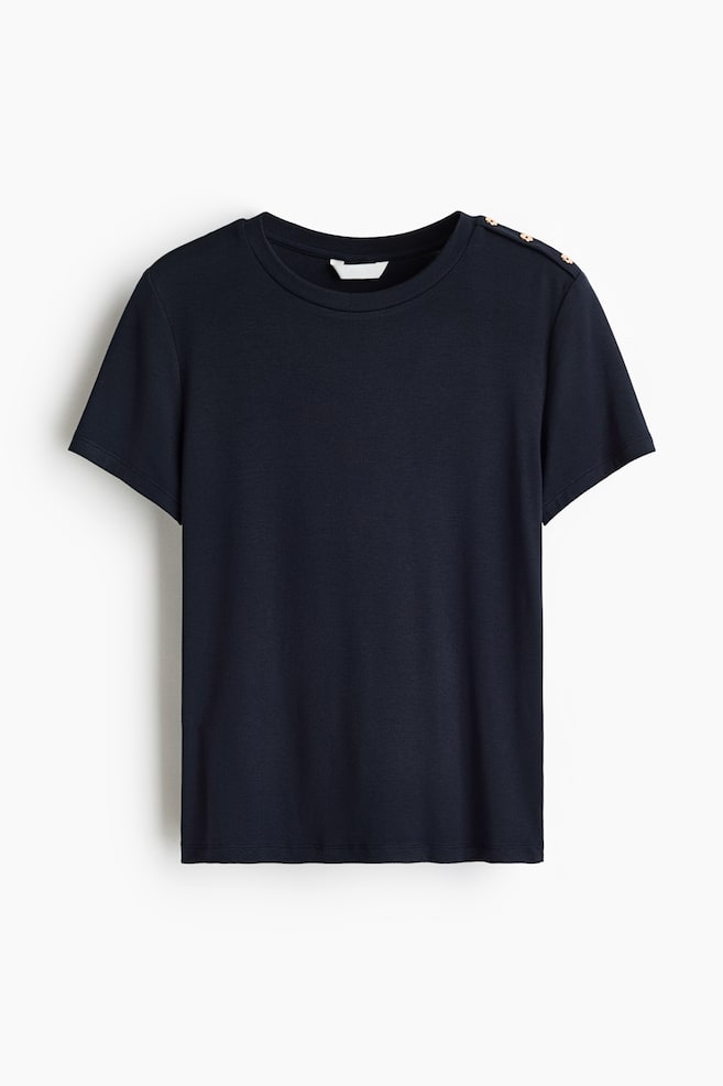 Button-Detail Viscose Top - Navy blue/Navy blue/striped/White/striped - 1