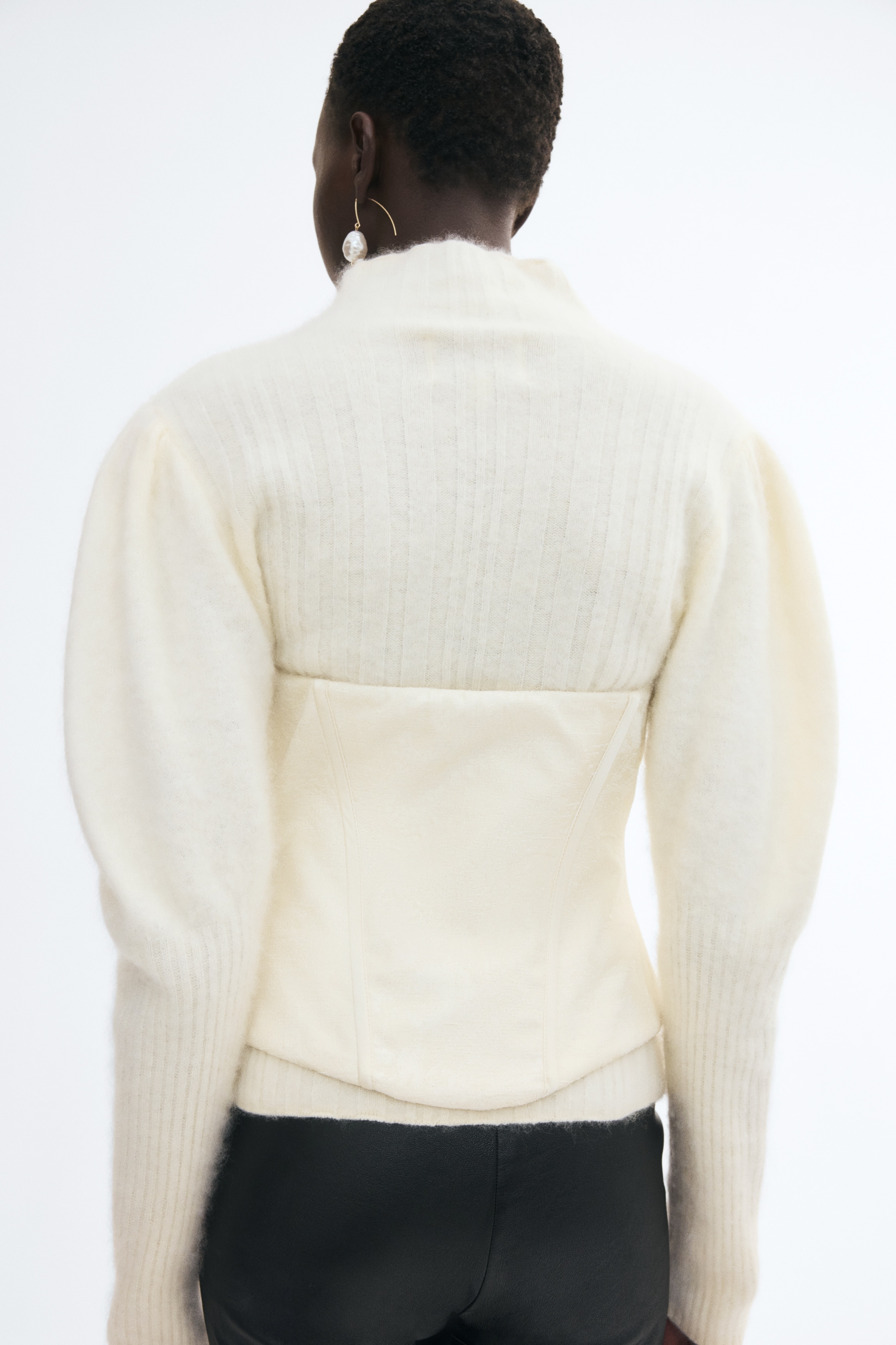 Women's Cream Jacquard-Weave Corset Top | H&M US