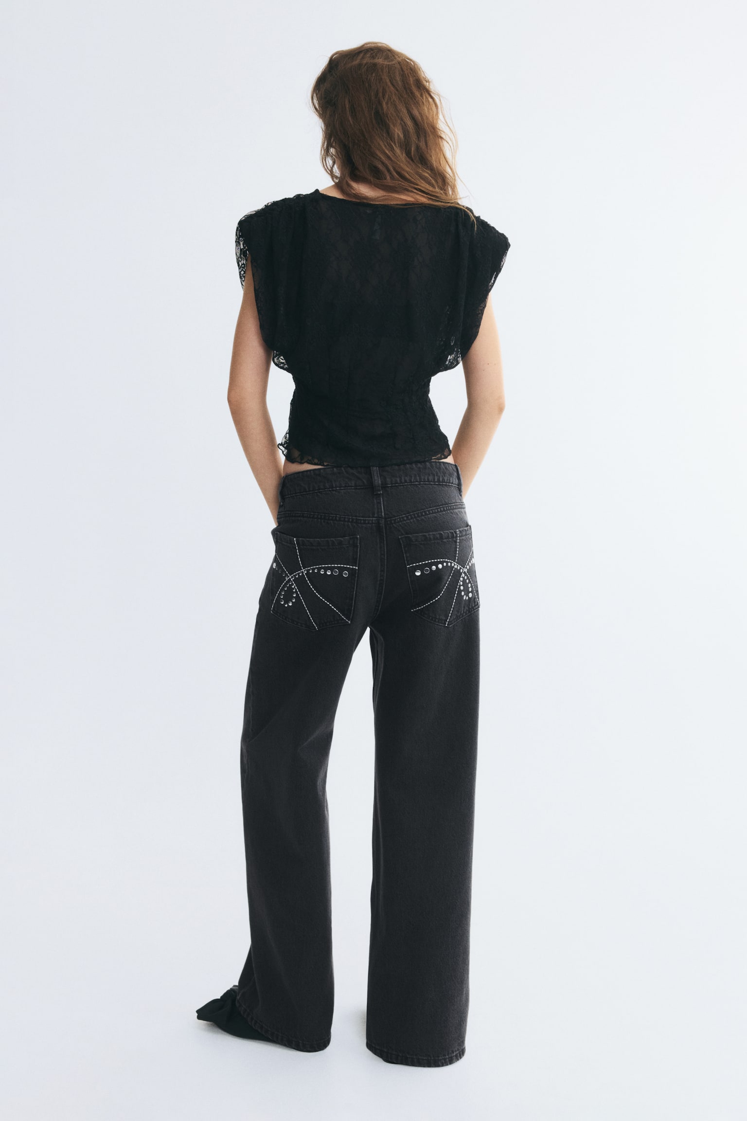 Женские джинсы H&M Baggy Low-Waist, цвет: Чёрный — фото 4