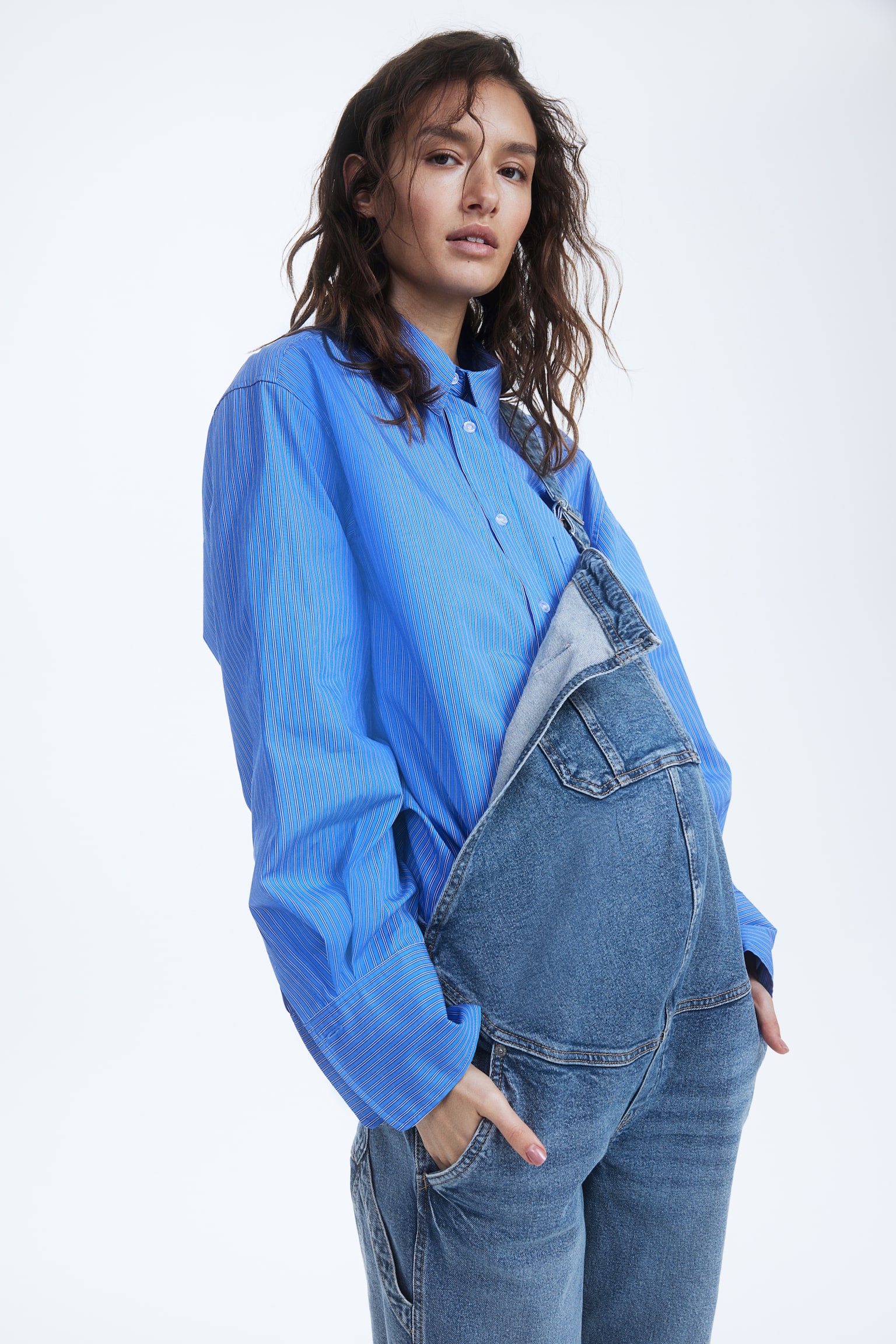 MAMA Ankle Length Denim Dungarees - Denim blue - 4