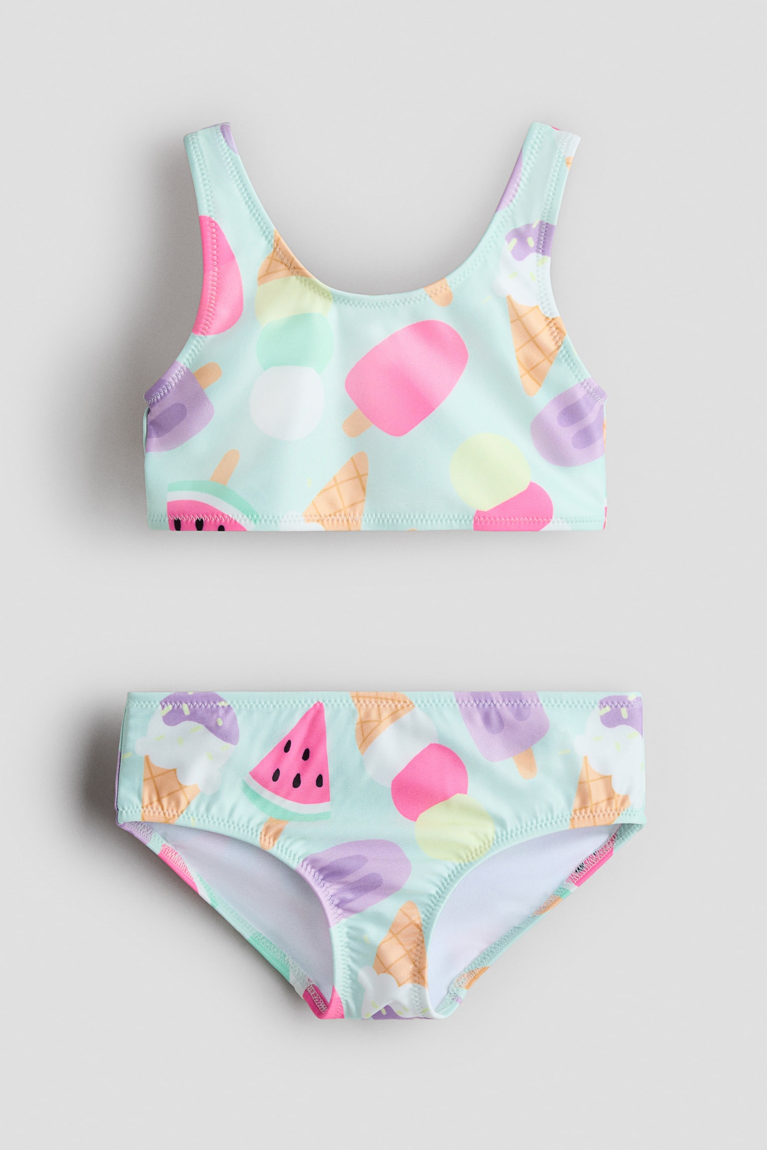 Printed Two-Piece Swimsuit - Light turquoise/ice cream/Pink/striped/Light pink/watermelon slices/Light blue/cherries/Light pink/strawberries/Coral pink/pineapples/Peach/suns