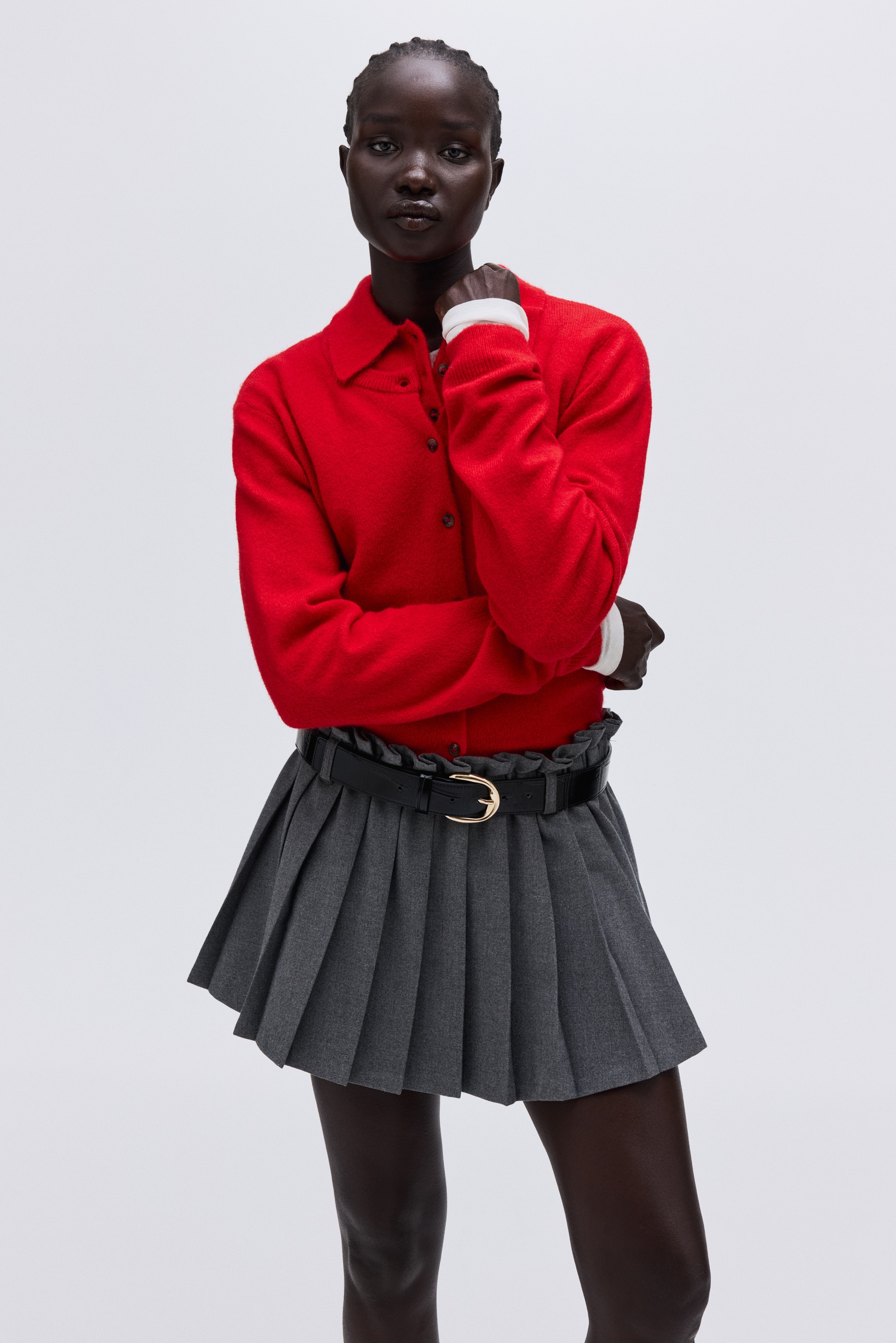 Ladies - Bright red Knitted cardigan - Size: XS  - H&M